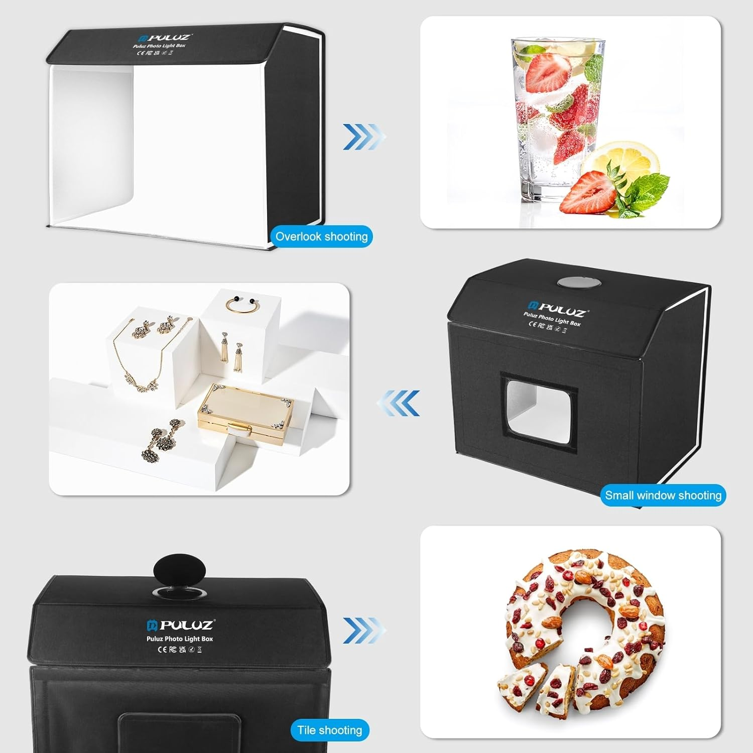 Photo Studio Light Box, 60X40Cm Portable Shooting Tent with 672 Leds, Three Adjustable Color Temperatures Studio Lightbox, and 4 Coloured Backdrops, Foldable Photography Lightbox