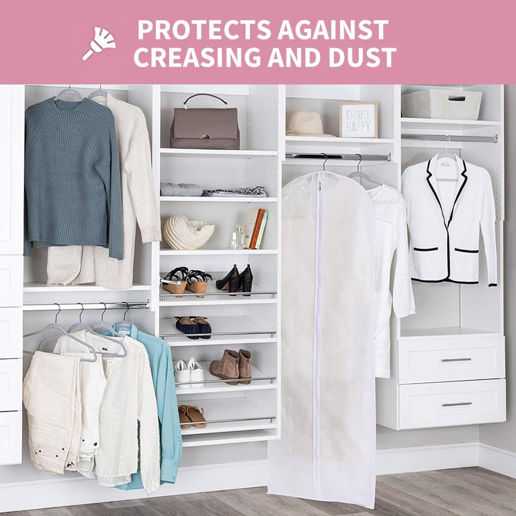 Vivva Garment Bag in White 180Cm for Wedding Dresses Bridal Dresses Evening Dresses Breathable Dress Cover image number 1