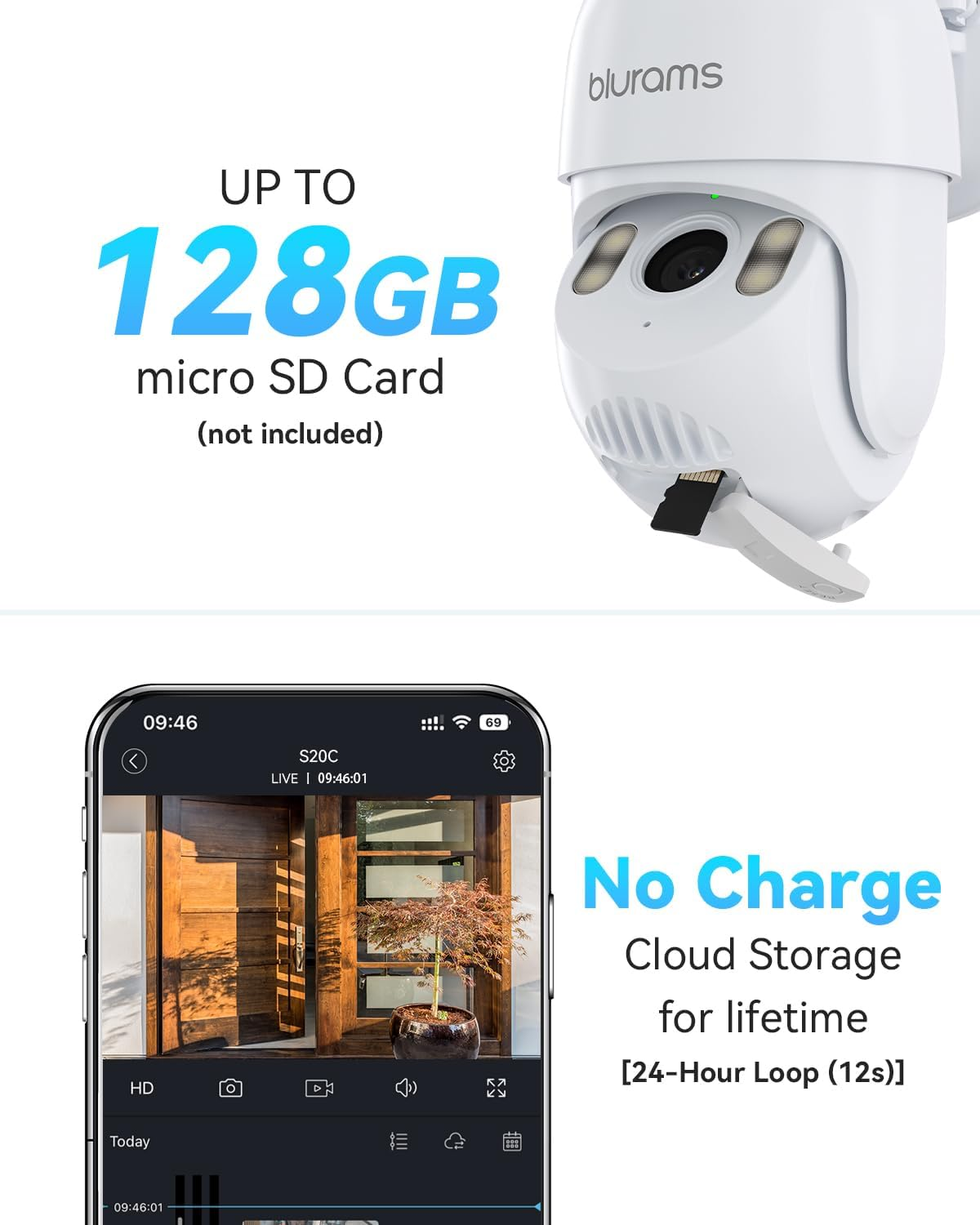 Blurams 2K Security Camera Outdoor, 360&deg; Wired Outdoor Camera with AI Detection, Home Security Camera 5G/2.4G Wifi, IP66 Weatherproof CCTV Camera with Color Night Vision image number 2