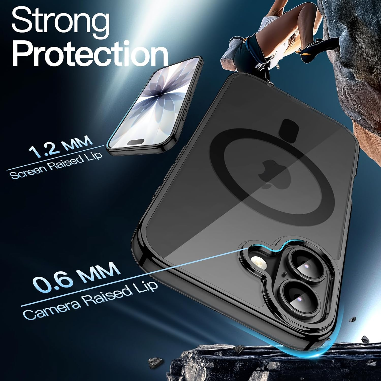 Jetech Magnetic Case for Iphone 17 6.3-Inch Compatible with Magsafe, Shockproof Phone Bumper Cover, Anti-Scratch Clear Back (Black) - Black image number 6