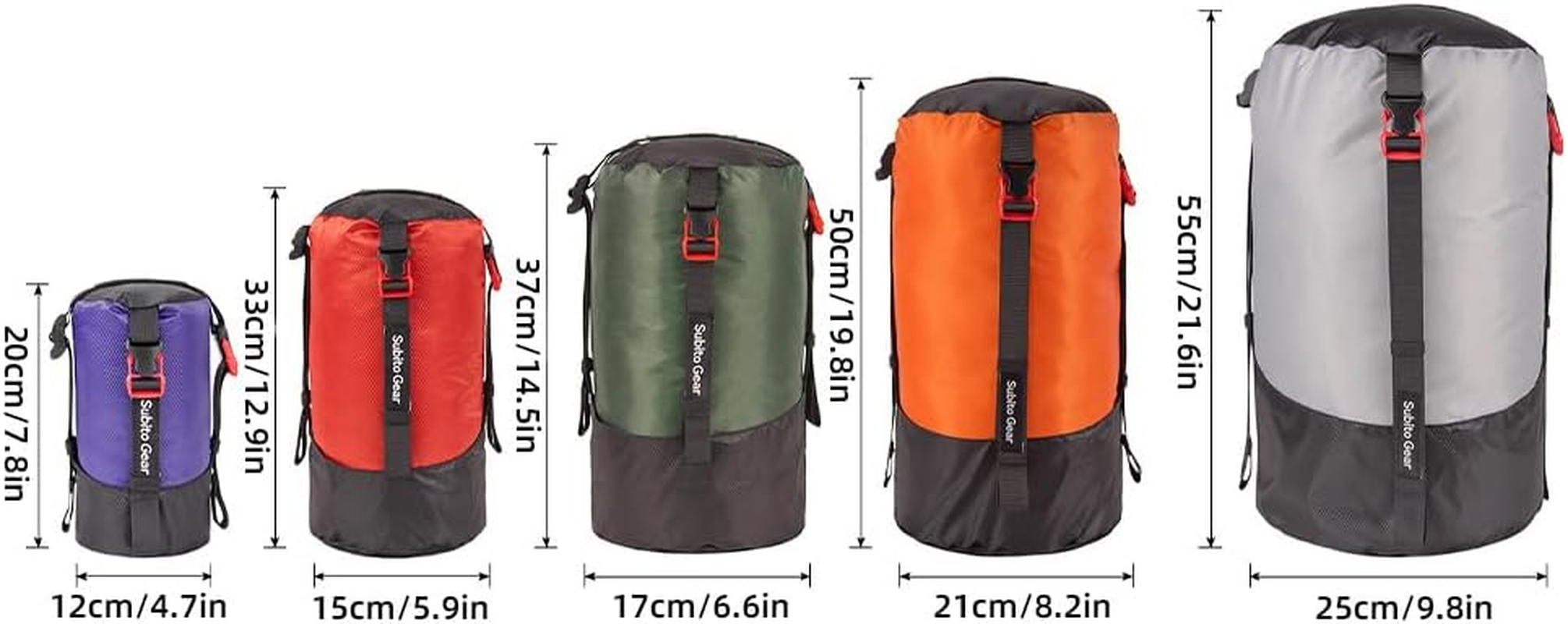 Aomiun Compression Stuff Sack Polyester Compression Bag Tear-Resistant Sleeping Bag Compression Sack 2L/6L/8L/18L/25L for Camping Hiking Backpacking - Green-M image number 7