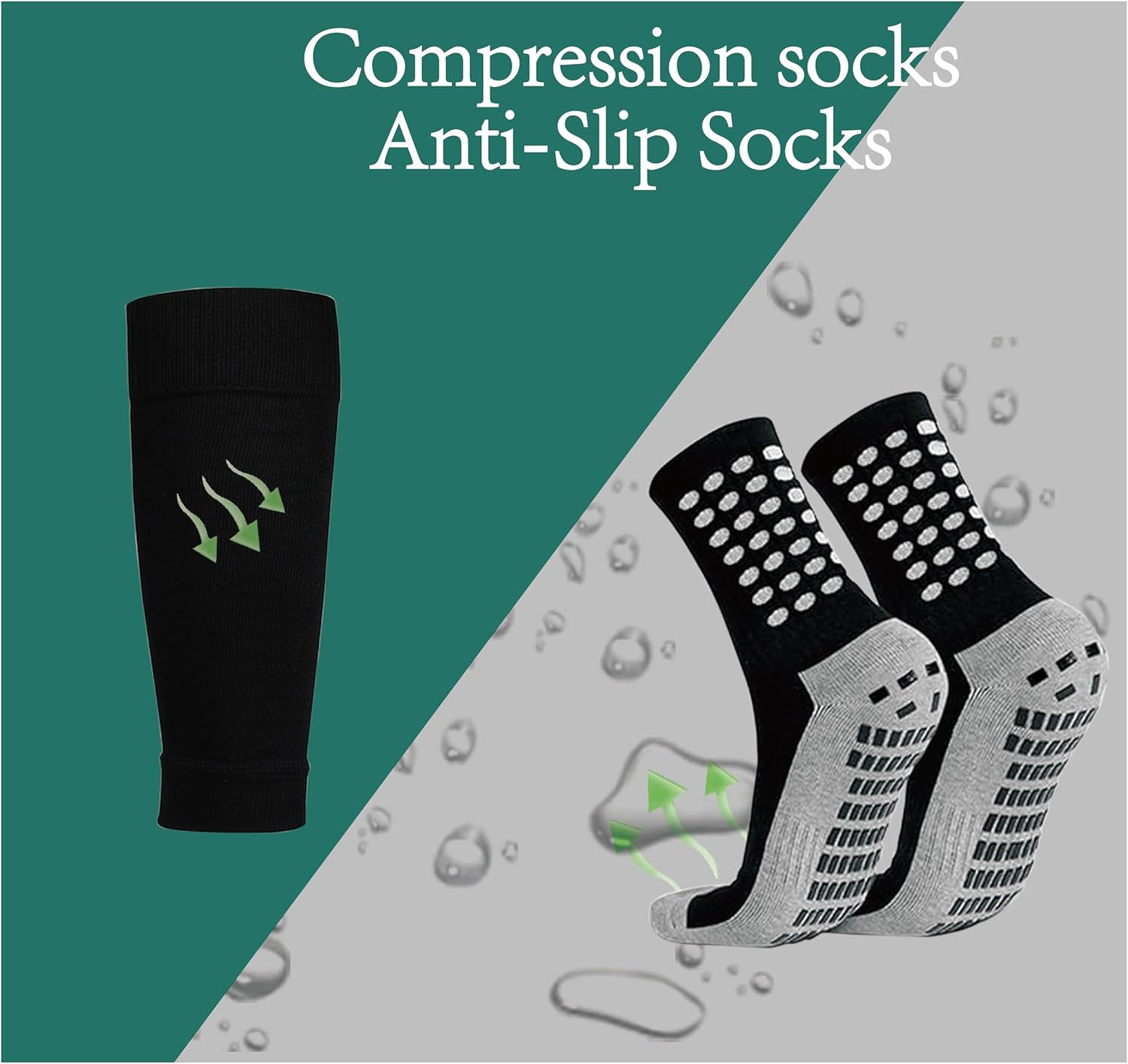 Calf Compression Sleeves & Non-Slip Soccer Grip Socks Set, Professional Sports Foot and Leg Socks, Suitable for Soccer, Baseball, Basketball, Rugby, Wrestling image number 6