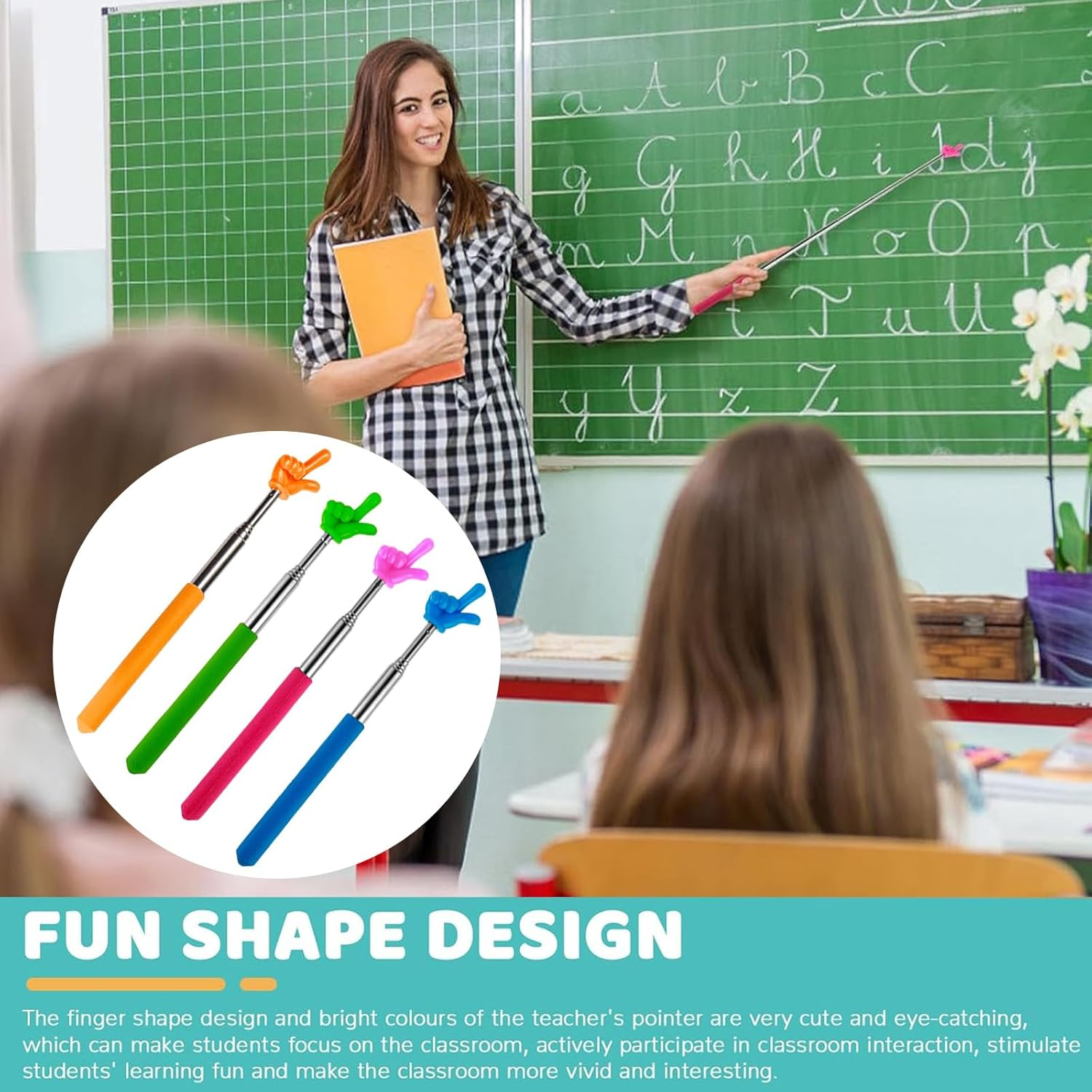 4Pcs Finger Pointer for Reading Beginner,Extendable Teacher Pointer Stick for School,Collapsible Telescopic Pointer for Pianoteaching,School Office Trainning Supplies,Improve Student Focus Tool image number 4