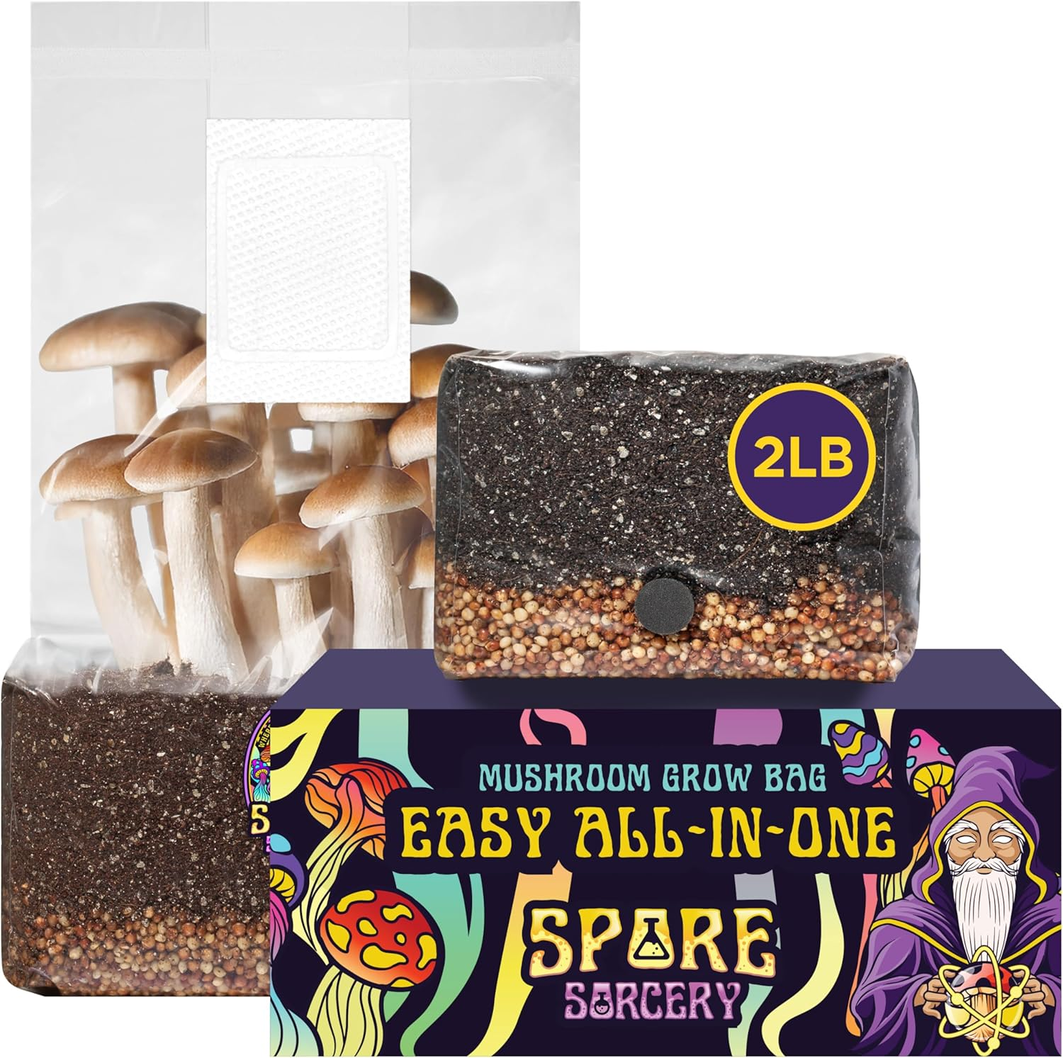 SPORE SORCERY Mushroom Growing Kit | 2Lb All-In-One Mushroom Grow Kit with Proprietary Nutrients | Grows like Magic | Mycology Supplies Kit with Injection Port | High Yielding | Spores Not Included image number 6