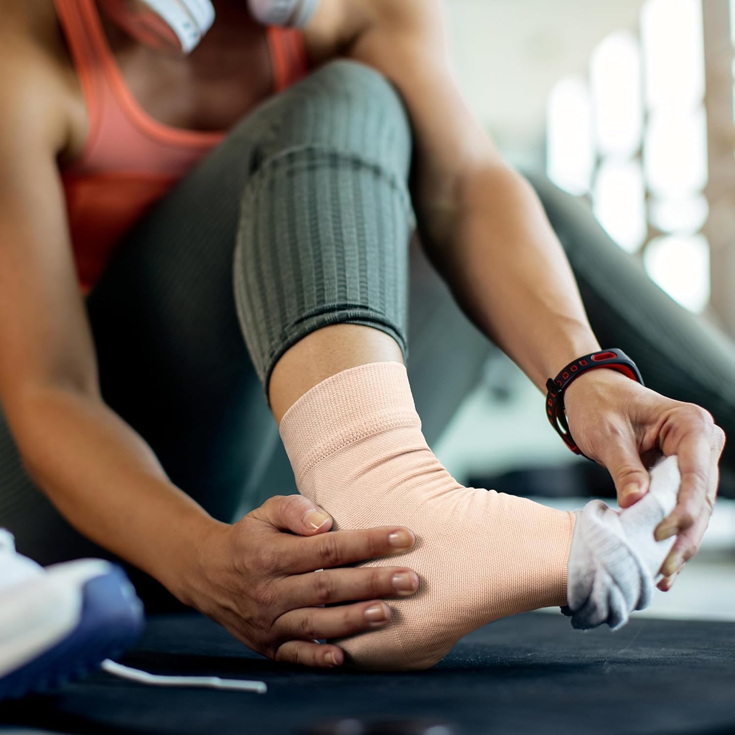 Ankle Brace Socks for Sprained Ankle Compression Sleeve - 2 Pairs Plantar Fasciitis Relief Braces - Foot Arch Support for Men and Women,Tendonitis & Arthritis Feet Sleeve, Stabilizing Ankles Wrap-Size L image number 5