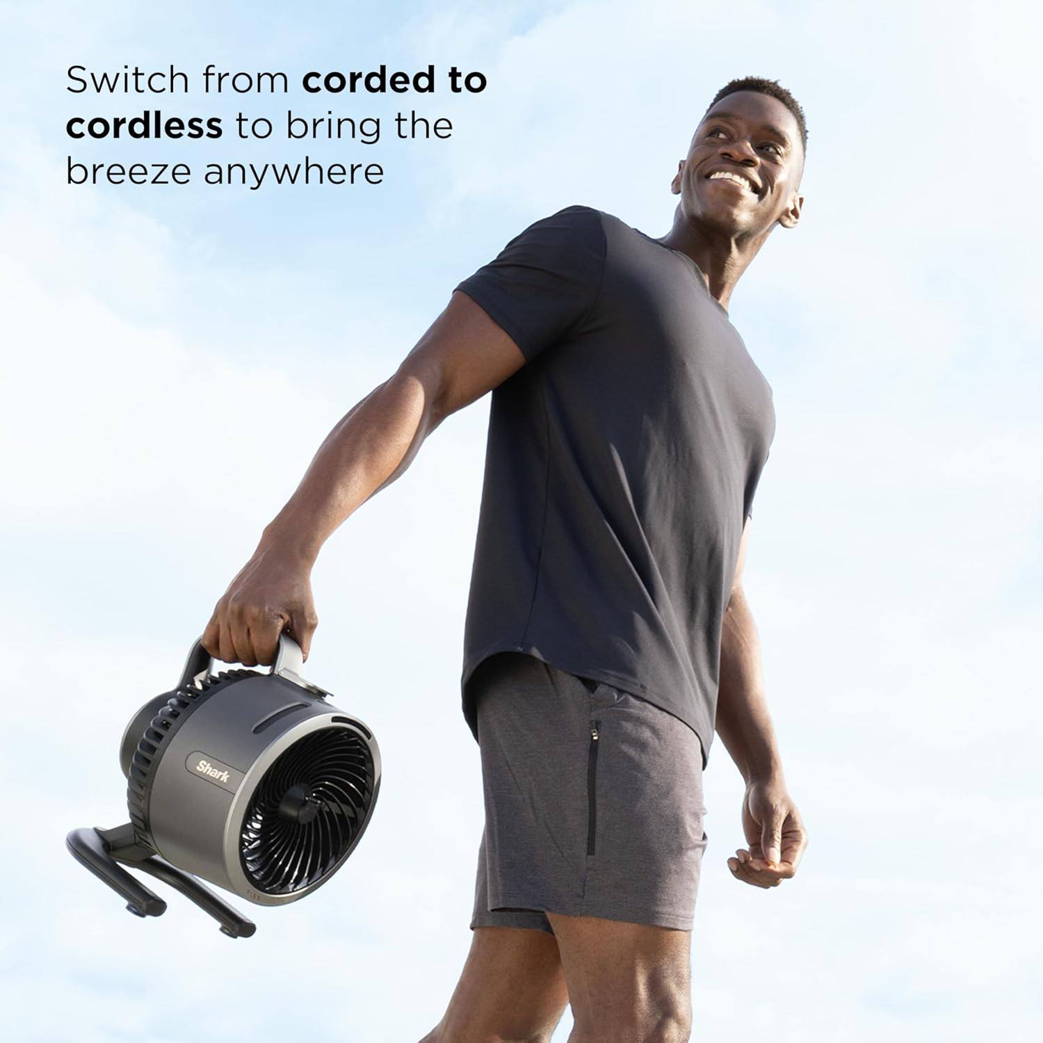 Shark Flexbreeze Hydrogo Misting Portable Fan, up to 20M Range, up to 12H Runtime, Light & Portable, Indoor & Outdoor Misting, FA052QANZ, Dark Grey