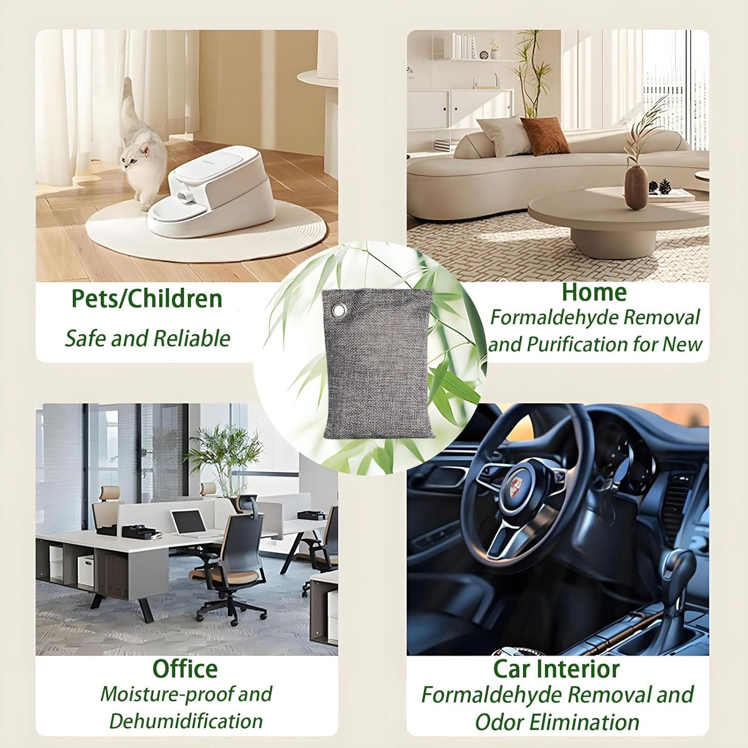 12 Pack Bamboo Charcoal Air Purifying Bags &ndash; Activated Charcoal Odor Absorber & Moisture Absorber for Home,Car,Closet,Shoes | Natural Pet & Room Deodorizer,Car Freshener,Odor Eliminators image number 6