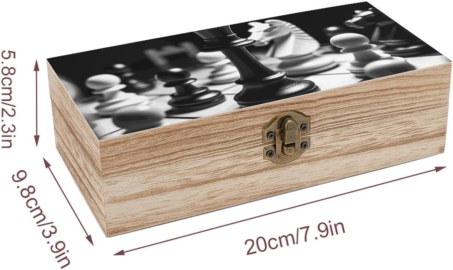 Chinese Chess Wooden Box Wood Wedding Keepsake Boxes with Lids Small Decorative Boxes Lightweight Wooden Memory Storage Box for Crafts Keepsakes Jewelry Photo Letter Storage image number 4