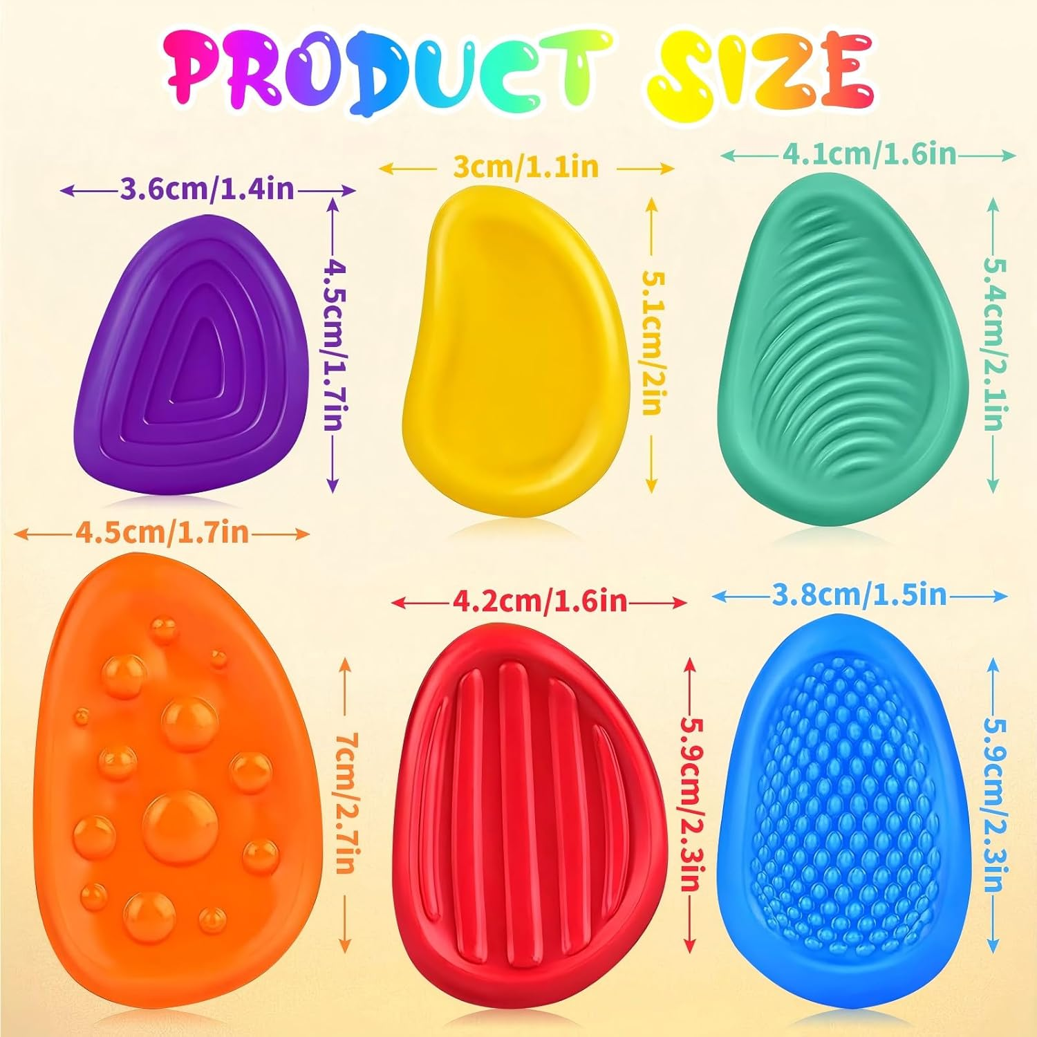 Fidget Toys Sensory Stone for Kids - 6 Pack Textured Soft Worry Stone for Autism Toddler Girls Boys Adults Calming, Fidget Stress Toys for Students Anxiety Relief - Small Prizes Fidget Spinner