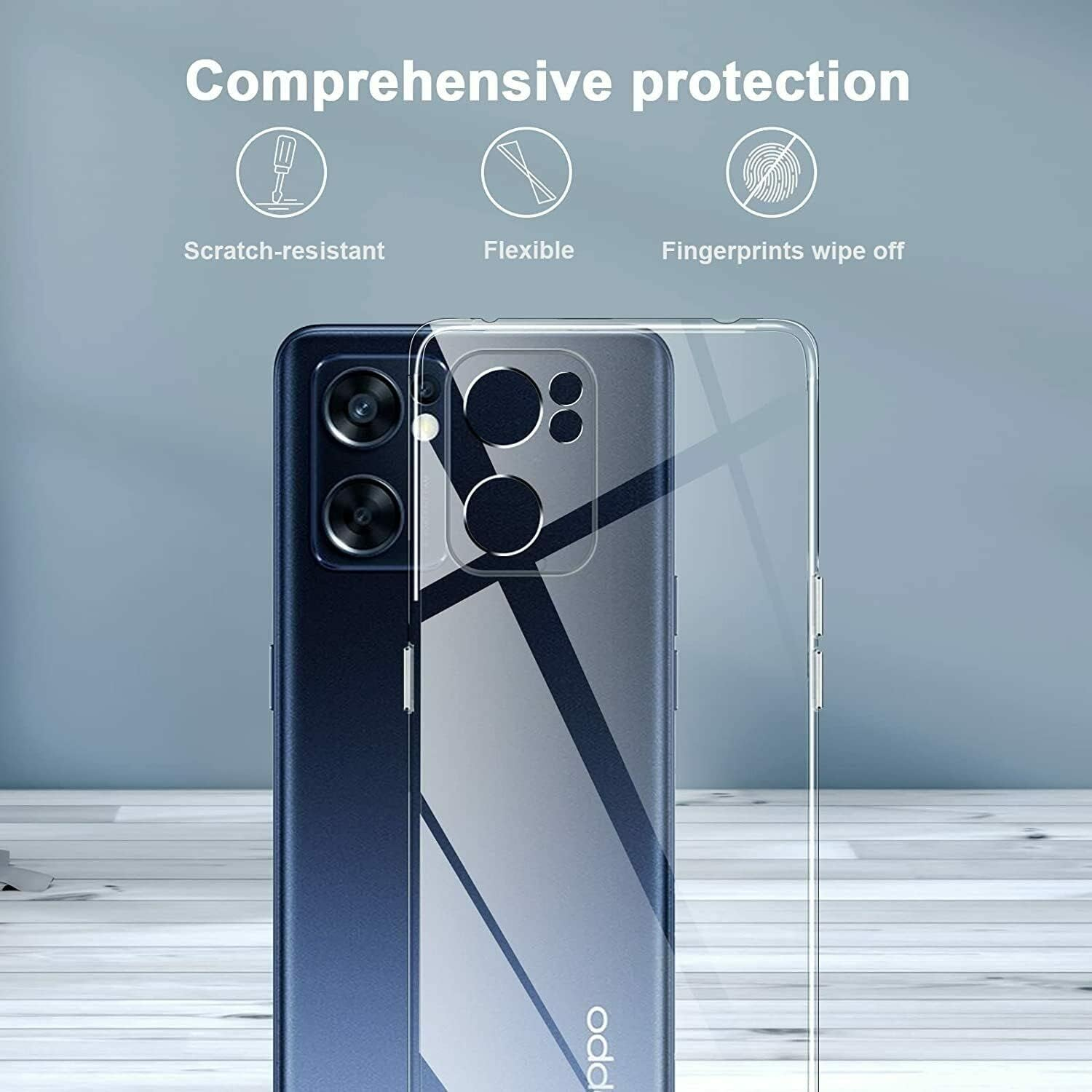 CAPTOR Clear Case for Oppo Find X5 Lite 5G TPU Soft Thin Silicone Case with Raised Edge for Screen and Camera Protection image number 6