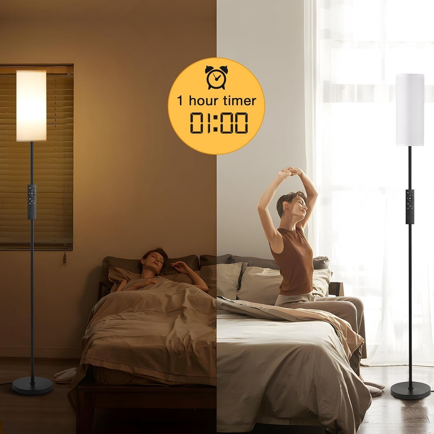 Floor Lamp 173Cm, RGB Smart LED Corner Lamps with Dimmable LED and 3 Color Temperatures, Remote & App Control, Tall Standing Lamp for Living Room Bedroom Office image number 1