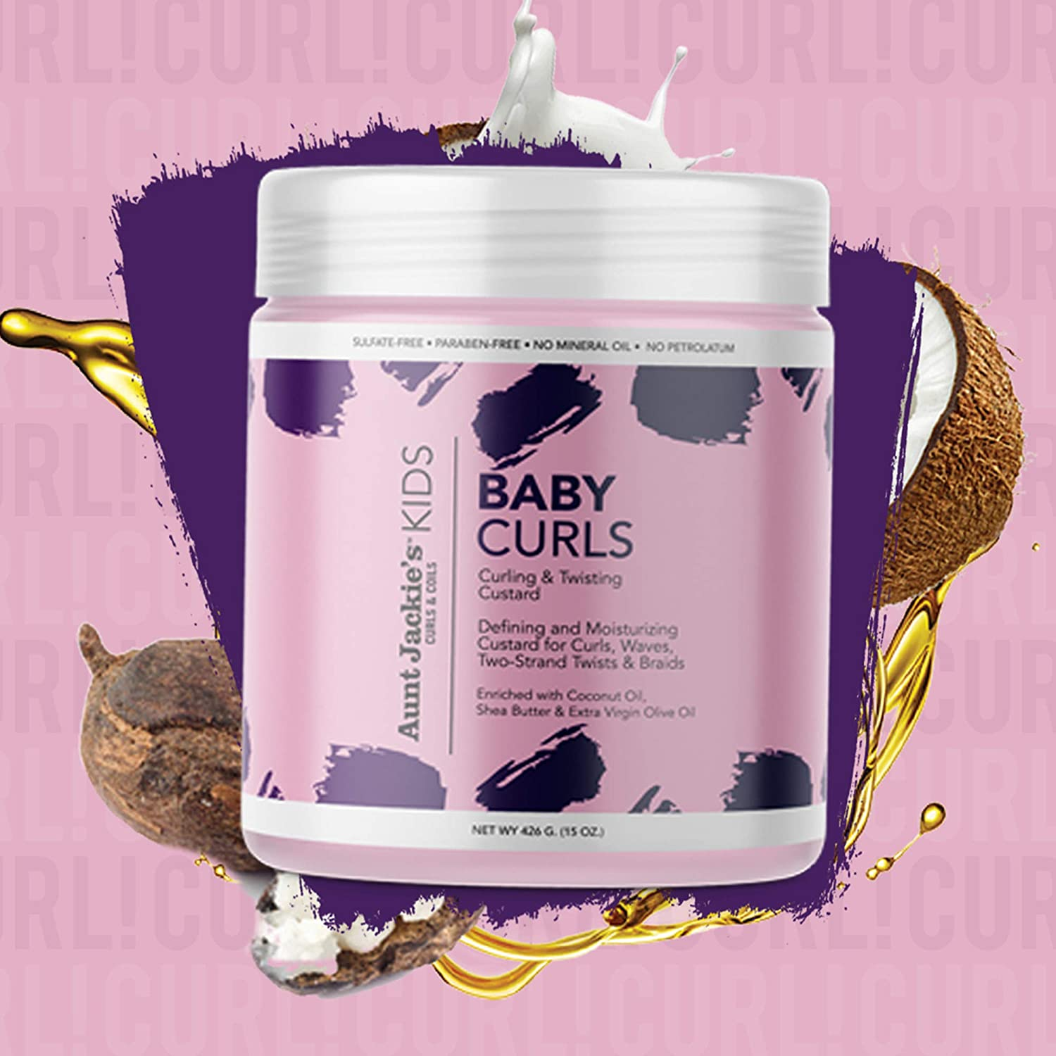 Aunt Jackie'S Girls Baby Girl Curls, Curling and Twisting Custard, Great for Naturally Curly Hair, 15 Ounce Jar image number 2