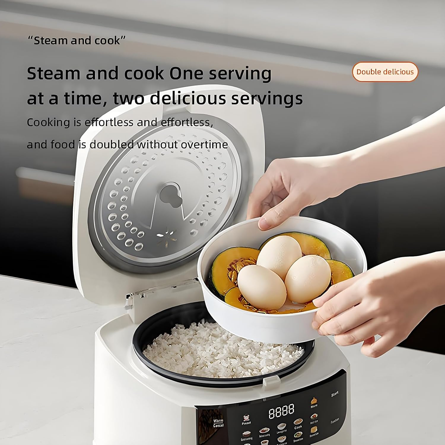 2L Electric Portable Digital Rice Cooker, Multifunction Electric Cooker with 24H Preset & Keep Warm, Nonstick Pot for Rice/Porridge/Soup, Mini Stewpot for Dorm, Home, Travel image number 6