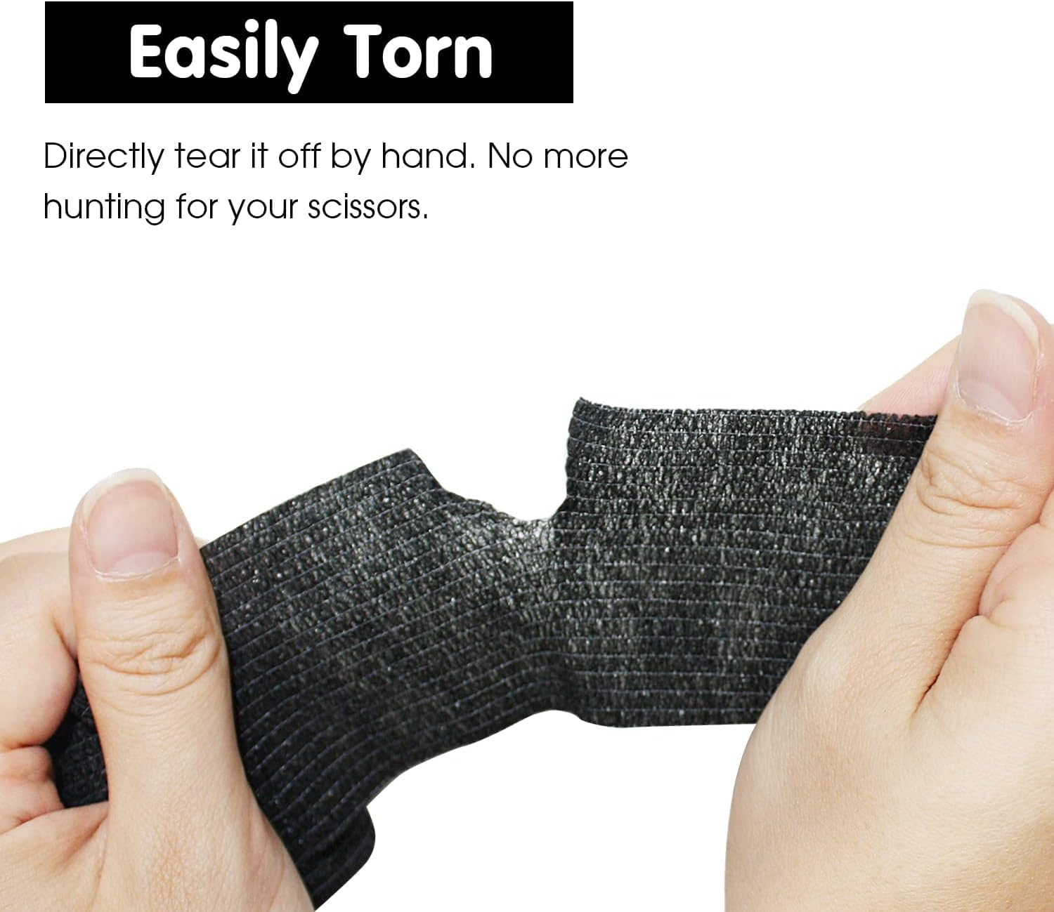 12 Rolls 5Cm*4.5M Elastic Bandage Self-Adhesive Wrap Cohesive Bandage Strong Elastic First Aid Tap Professional for Sports,Wrist,Ankle (Black) image number 6