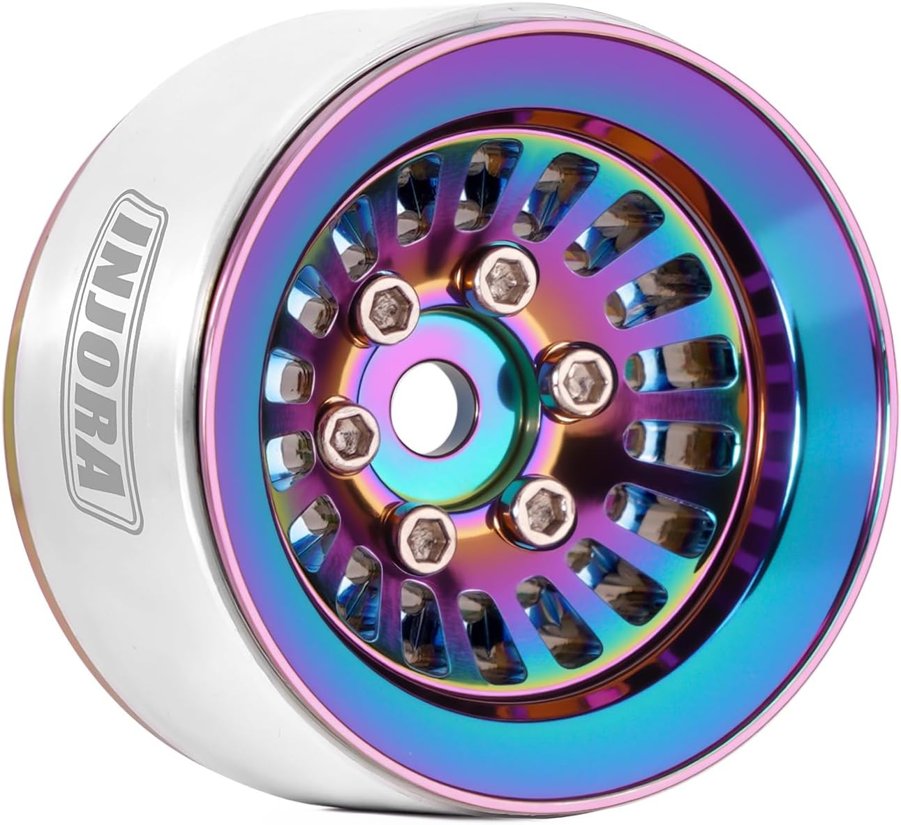 INJORA CNC Aluminium 1.0" Beadlock Wheel Rim for 1/18 1/24 RC Crawler (Full Color) image number 1