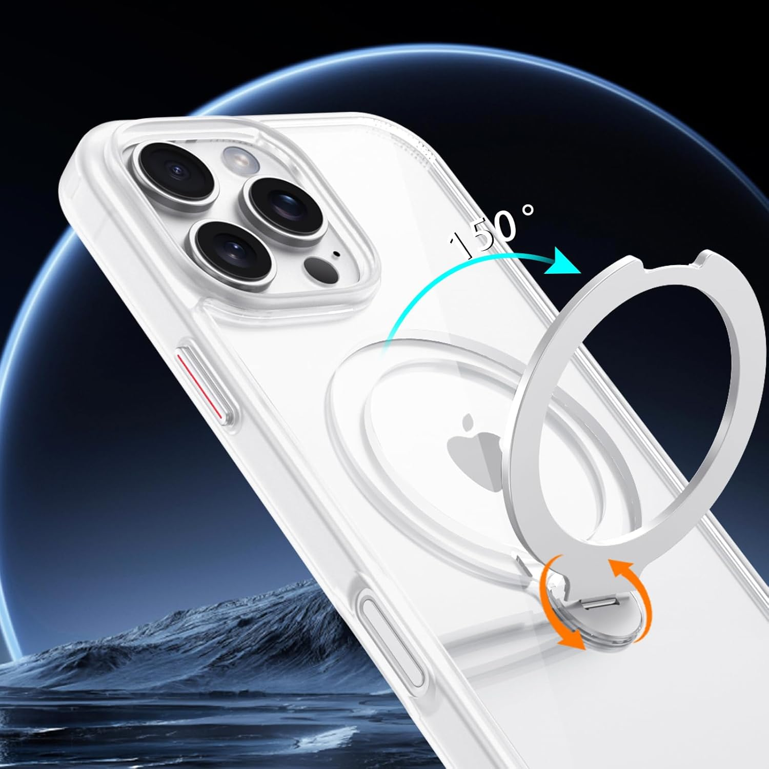 VENINGO Iphone 16 Pro Case, Compatible with Magsafe Transparent Back Case with Invisible Ring Stand Frosted Frame Shockproof Protective Slim Fit Anti-Yellowing Case for Iphone 16 Pro 6.3 Inch, Clear image number 4