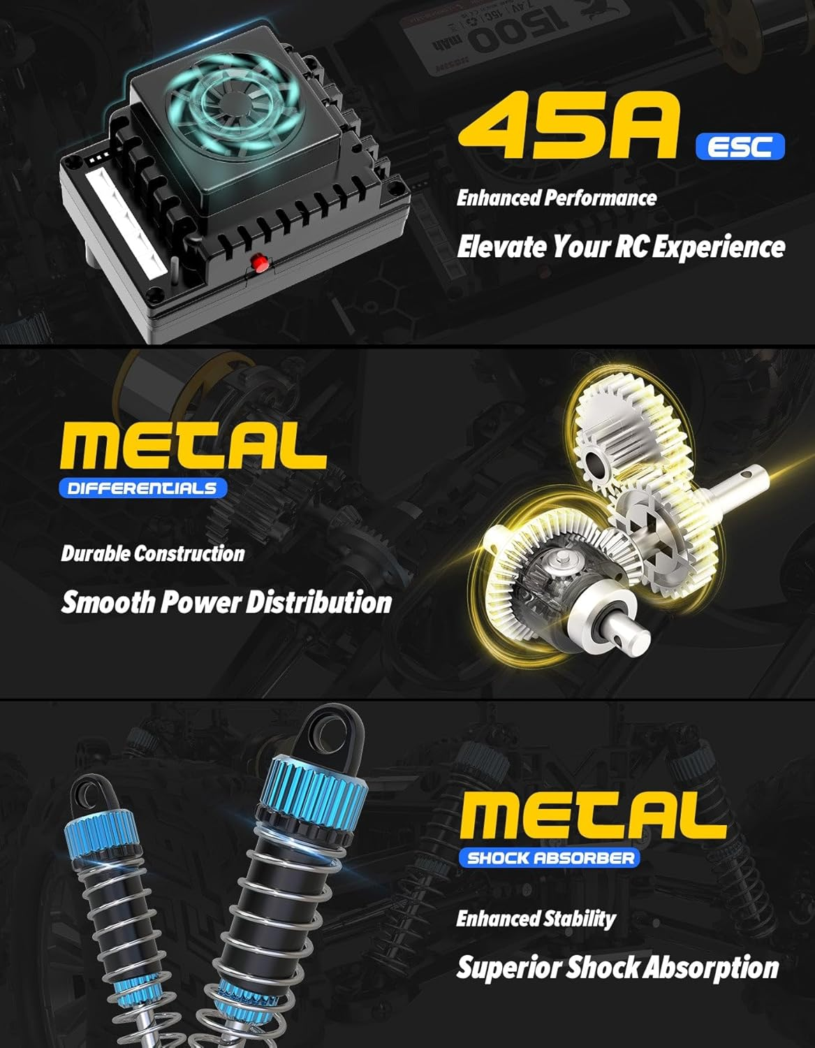 Hosim 1: 10 Brushless Rc Cars for Adults, Max 39+MPH Fast Remote Control Car for Boy, 4X4 High Speed Rc Truck All Terrains off Road Rc Buggy Waterproof Hobby Grade Large Racing Toy Gift Monster Truck image number 1