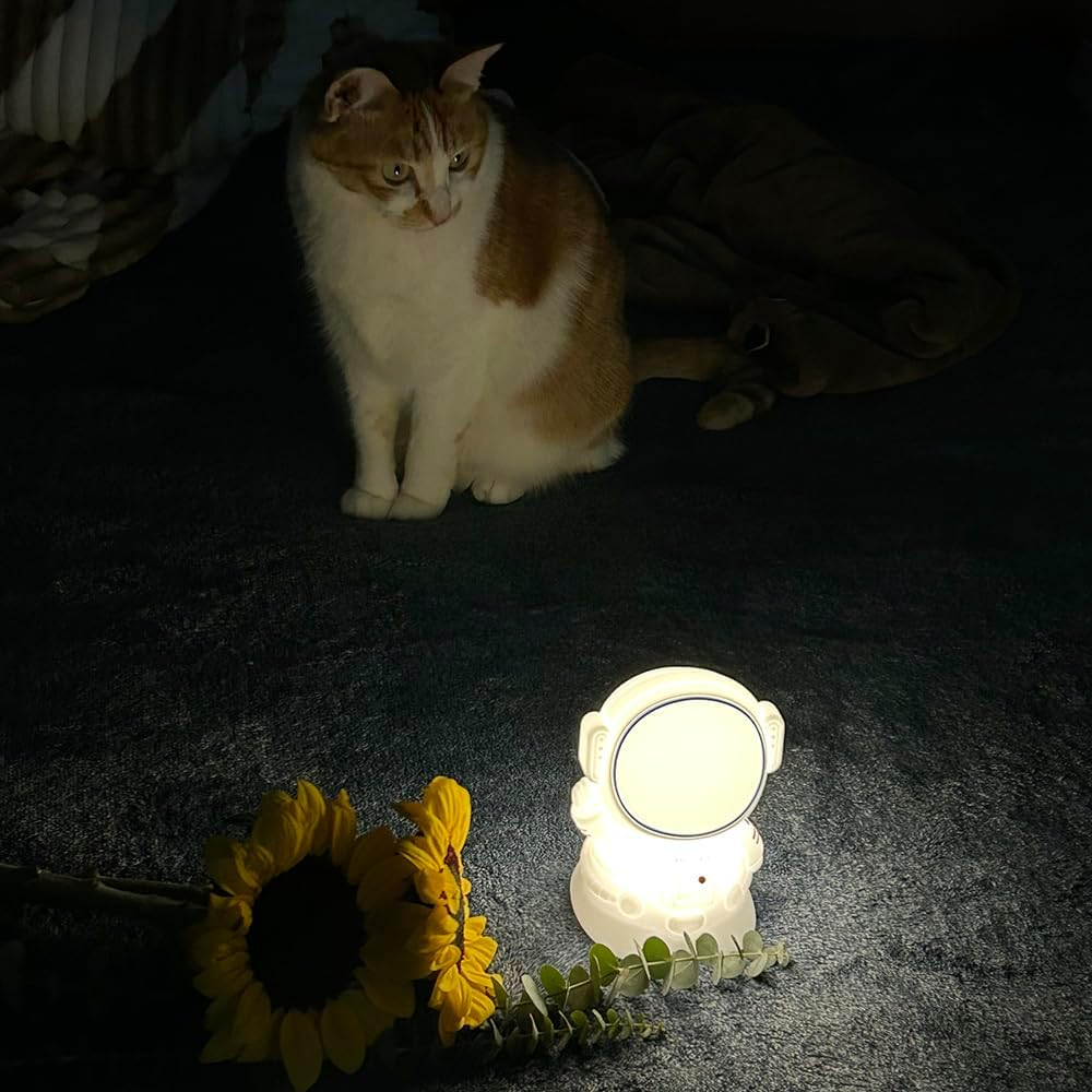 LED Night Light Cute 7Color Shift Astronaut Night Light with Brightness Adjustable, Non-Flickering Eye-Caring LED Warm Light, Timing Function, Ideal Gift image number 4