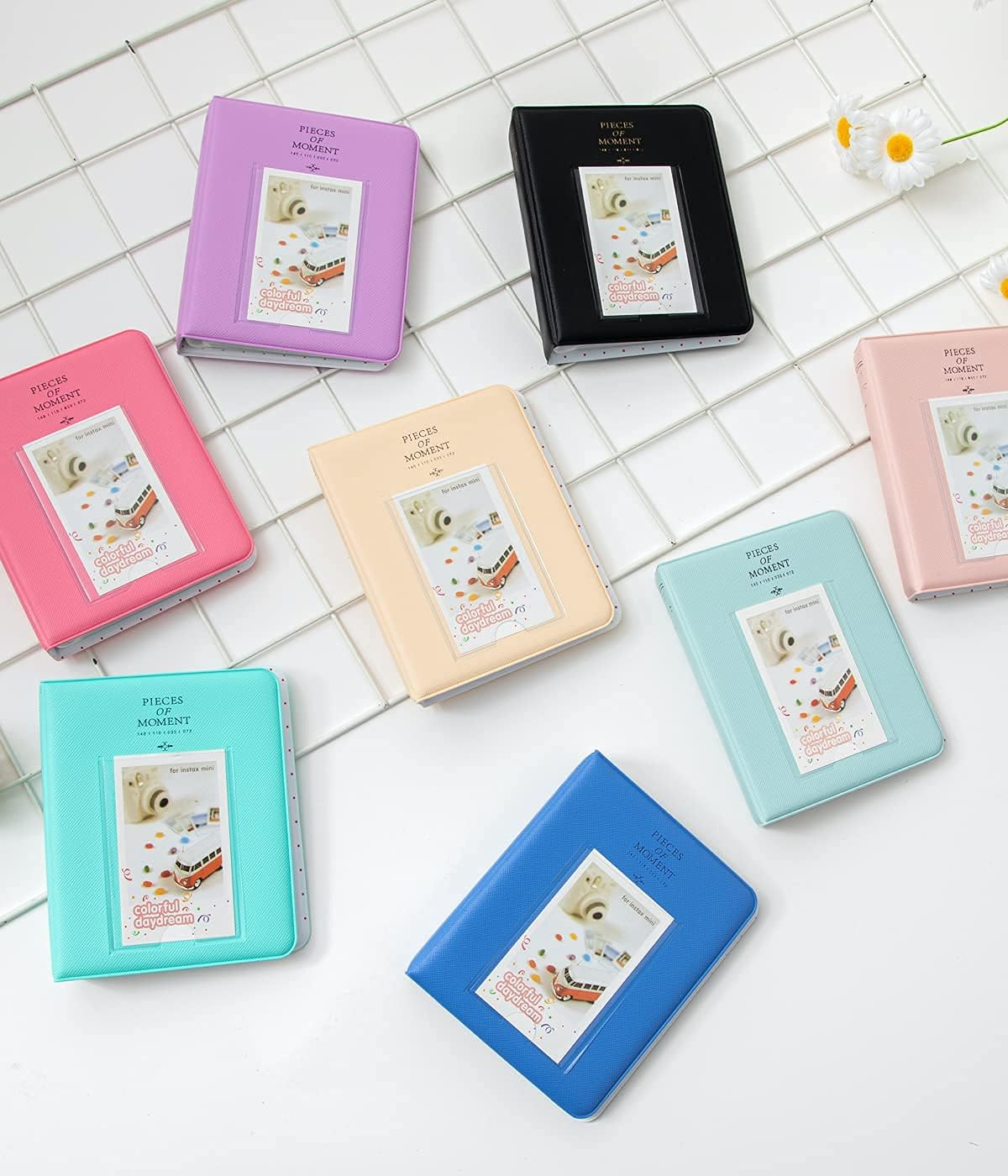 Polaroid Photo Albums,2Pcs Goodsnetic 64 Pockets Album for Fujifilm Instax Mini 7S 8 8+ 9 25 26 50S 70 90 Instant Camera Name Card,Photo Book for Polaroid PIC-300P/Z2300 Pink&Smokey White - Browngrey image number 2