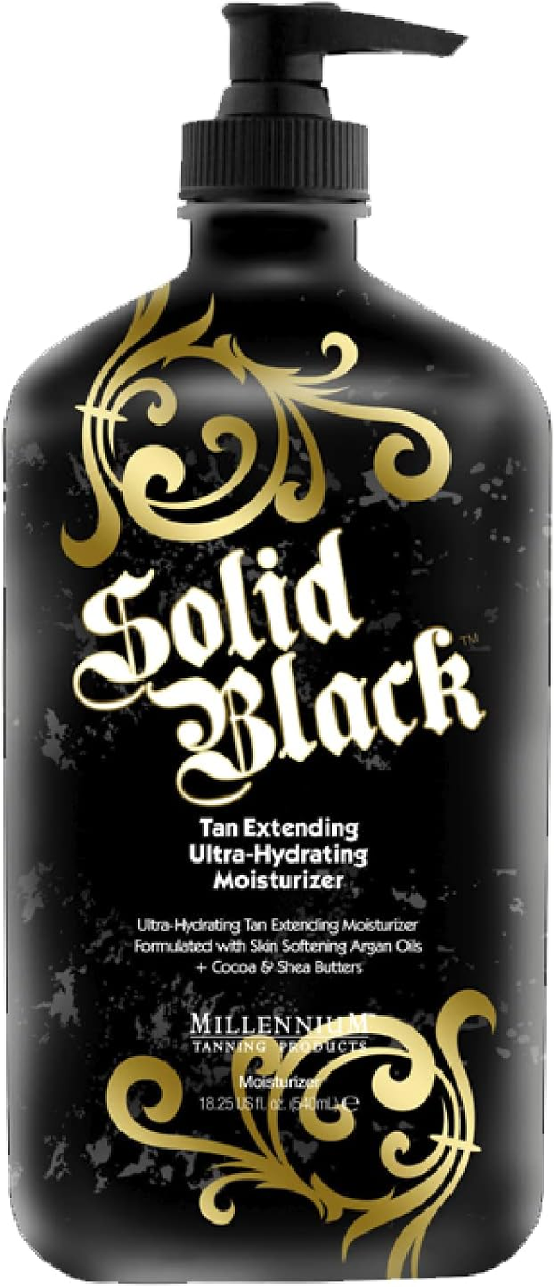 Millennium Tanning SOLID BLACK TAN EXTENDER Moisturiser with Argan Oils 540Ml