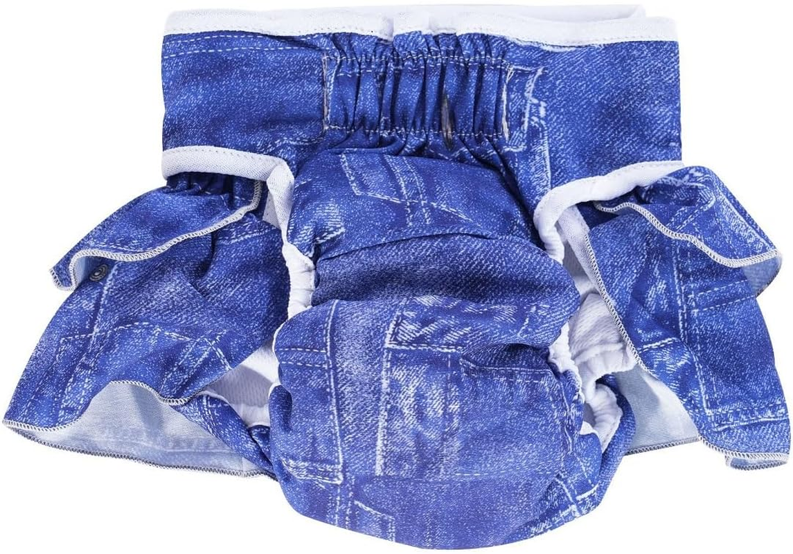 3 Pack Washable Dog Diapers Female, Reusable Dog Period Diapers Cover, Female Dog Diapers for Heat Cycle, Incontinence, Girl Dog Diapers Dress (XL, Red+White+Blue) image number 3