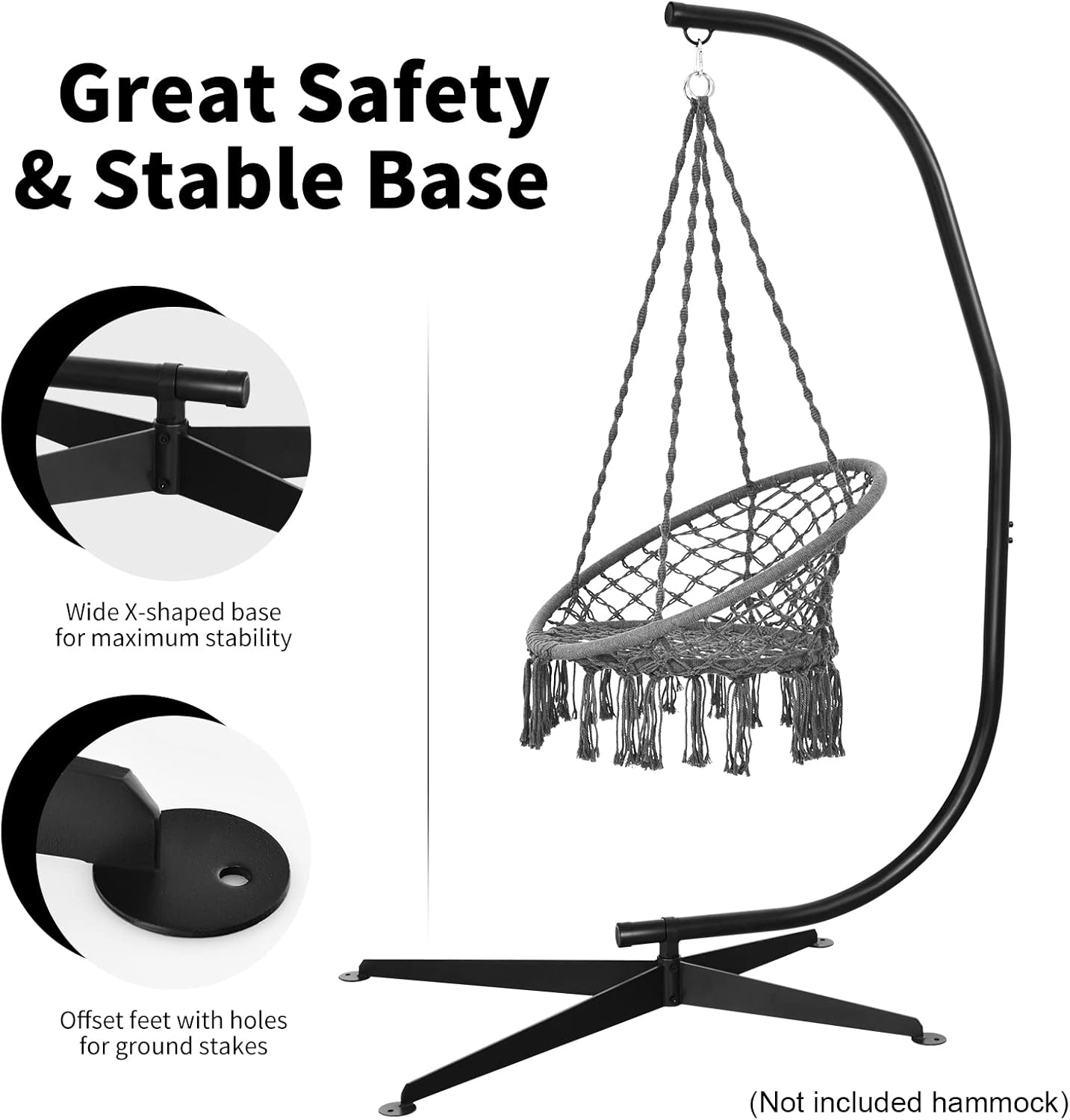 Costway Hammock Stand Frame Solid Steel Construction for Hanging Air Porch Swing Chair image number 2