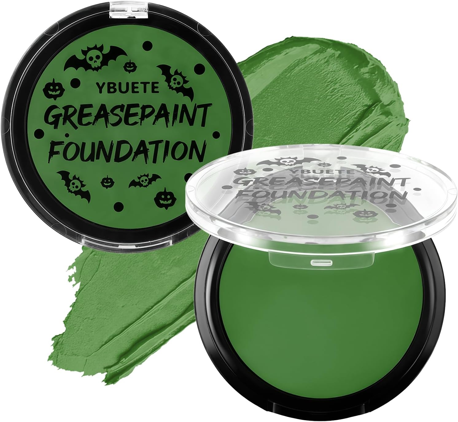 YBUETE Ogre Green Foundation Oil Based Face Paint, Professional Green Greasepaint for St. Patrick'S Day, Halloween Face Painting for Witch Shrek Hulk Goblin Monster for Adult Carnival & Costume Party