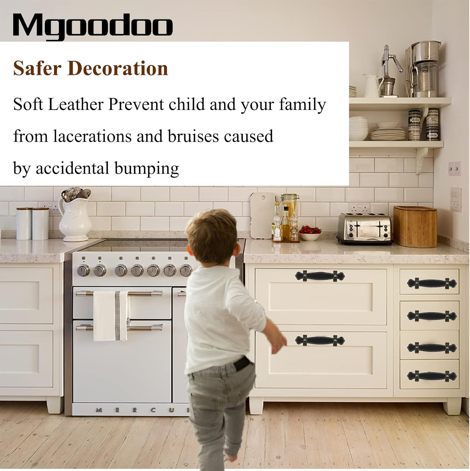 Mgoodoo 5 Pack Leather Drawer Pulls, Handmade Leather Dresser Pull Kid Friendly Drawer Knobs Soft Canbinet Handle for Wardrobe Door Furniture Replacement 6Inch - Black image number 6