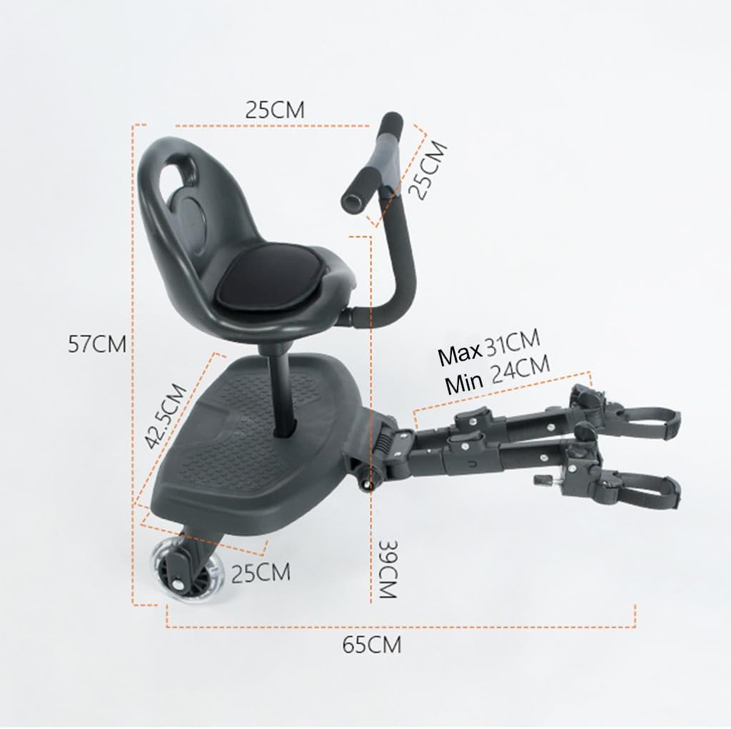 Buggy Board,Universal 2-In-1 Stroller Board,Child Rider Stroller Attachment with Saddle Seat and Standing Platform,Baby Stroller Connectors,Quick and Easy to Use, Safety Design Upgrade image number 3
