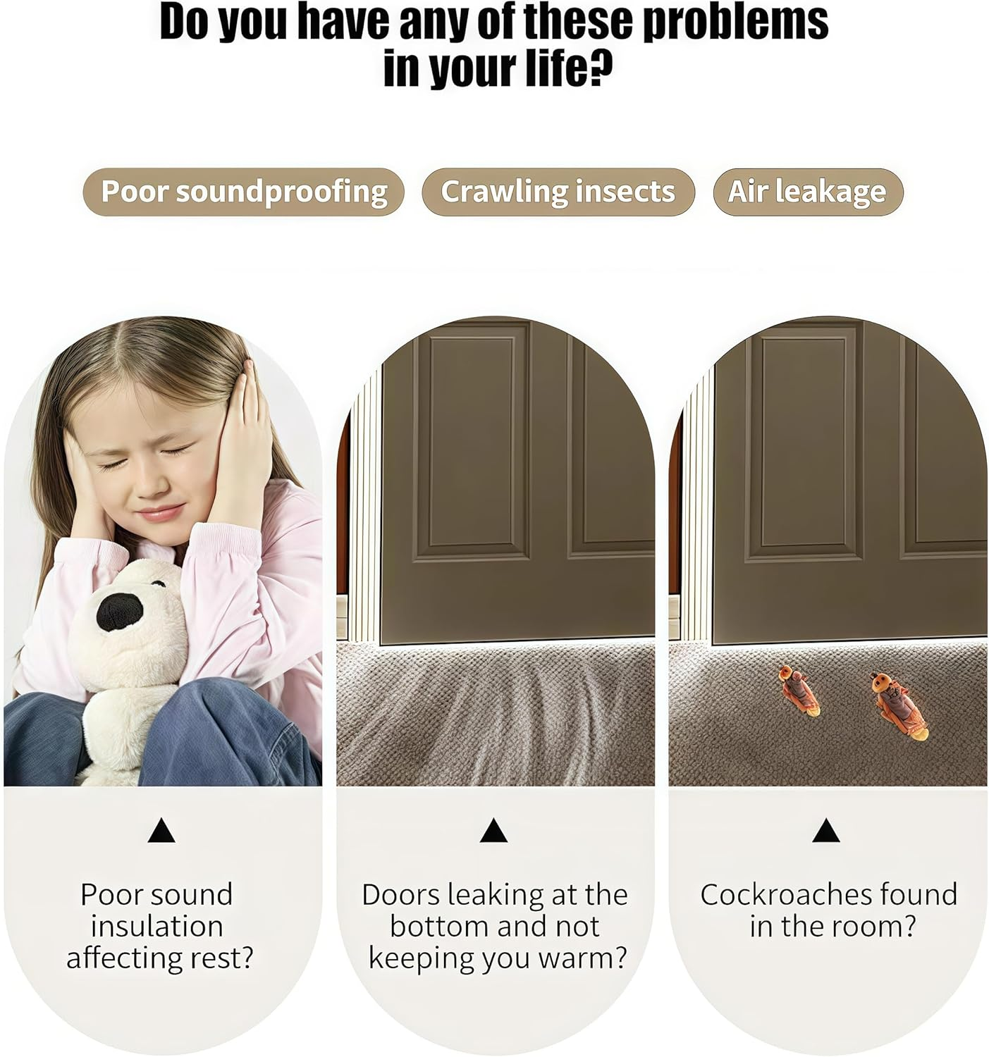 LAYOMI New Upgrade under Door Draft Stopper 39" - Double-Sided Mute Door Seam Seal Strip for Soundproofing and Noise Blocking (Black, for Door Thickness 3.5-5.5 Cm)