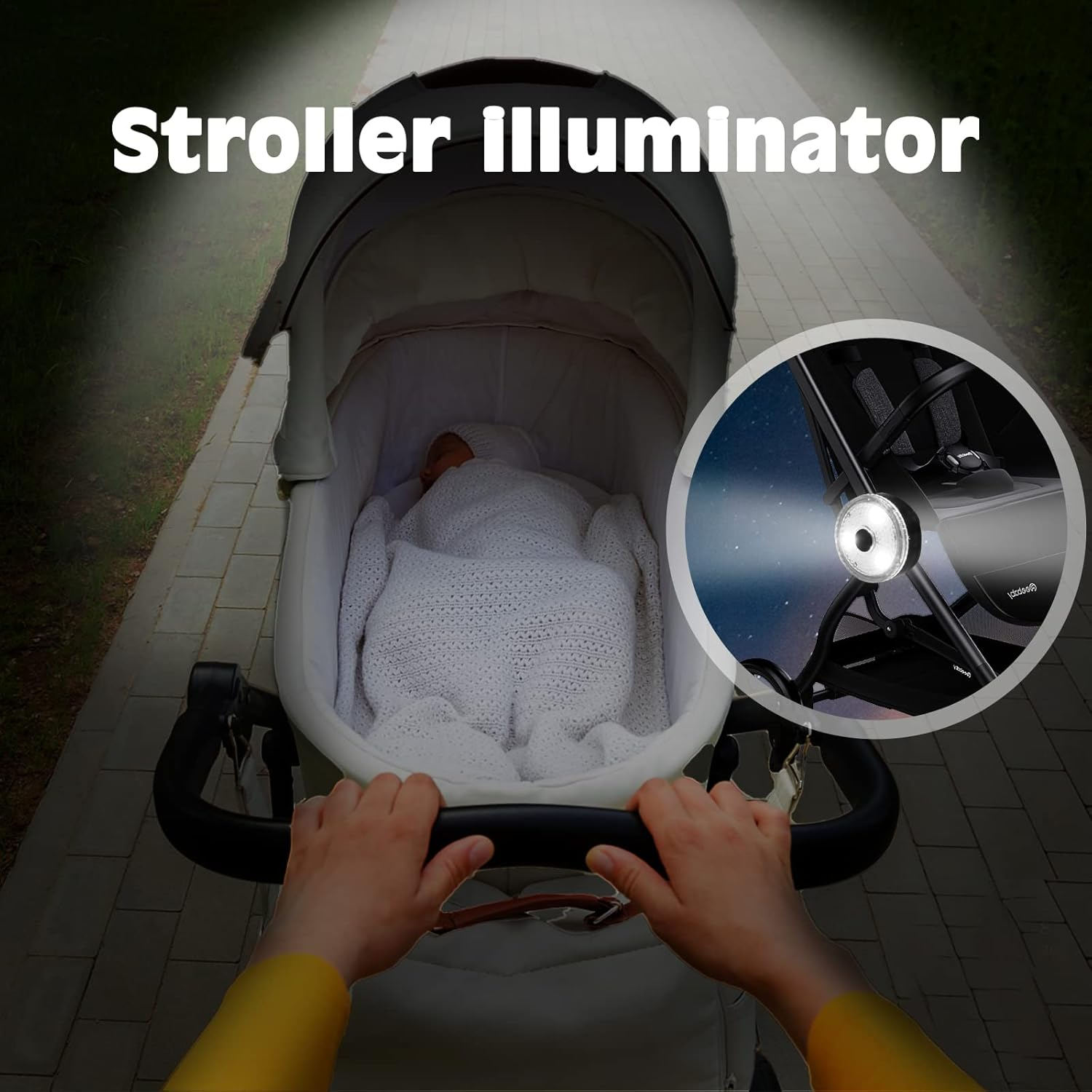 Pack of 2 Pushchair Lights, Aicharynic LED Pram Lights with 3 Light Effects, LED Reflectors for Pushchairs, USB Rechargeable, Waterproof, Flashing Light for All Prams, Pushchairs Accessories image number 6