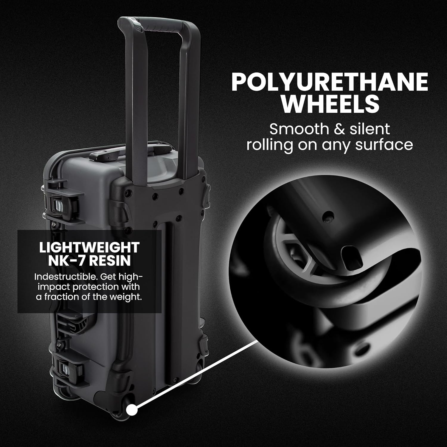 Nanuk Wheeled Series 935 Lightweight NK-7 Resin Waterproof Protective Case and Padded Divider - Graphite image number 3