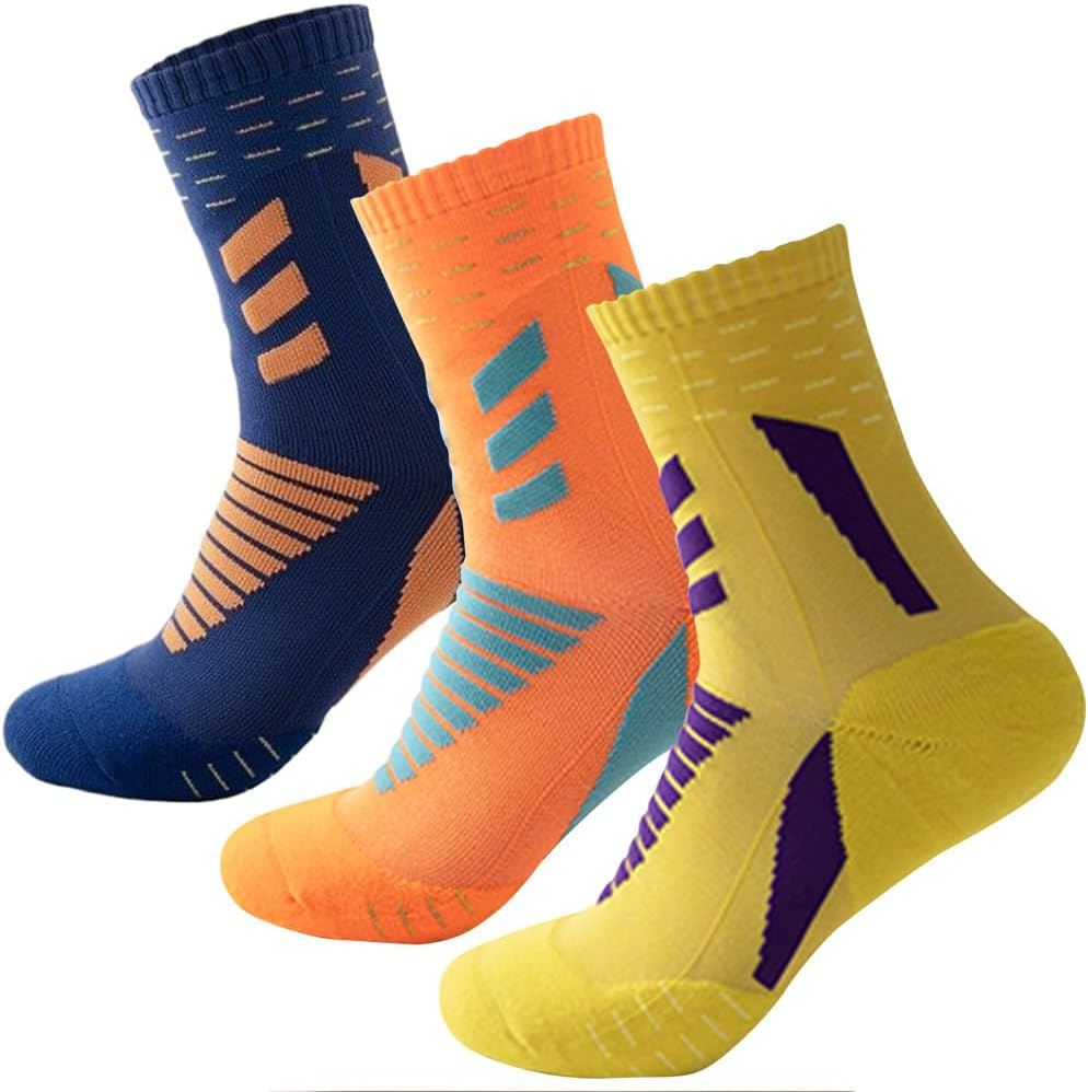 Dress Cici Athletic Cushion Quarter Socks for Men, Nylon Half Crew Training Socks, Basketball Running Hiking Socks (3 Pack)