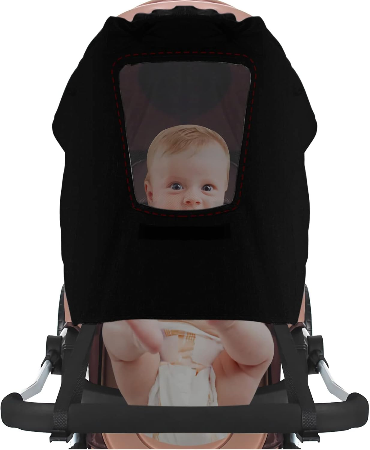 Pram Sun Shade Cover Universal Baby Stroller Awning UPF50+ Pushchair Buggy Sun Canopy Waterproof Windproof Baby Carriage Umbrella Sun Shield UV Protection Infant Carrycots Sun Visor Skylight Design image number 1