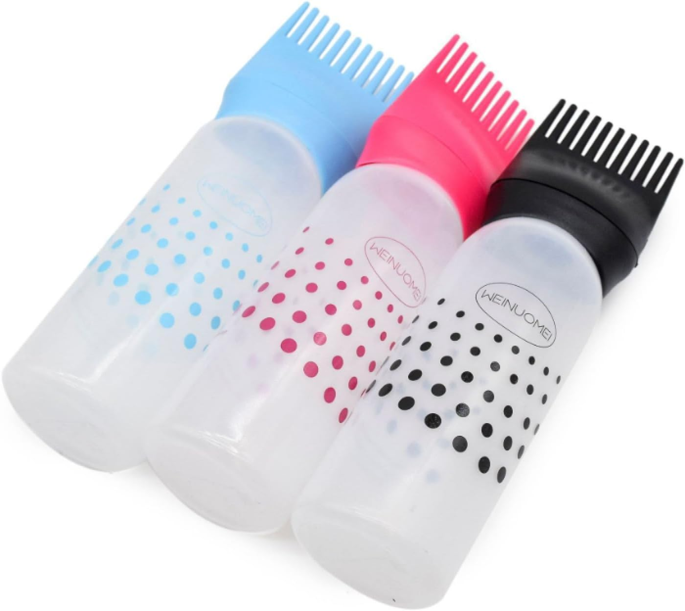 3Pcs Applicator Bottle for Hair Root Comb Color Applicator Bottle Styling Tool (Blue, Pink, Black) image number 1