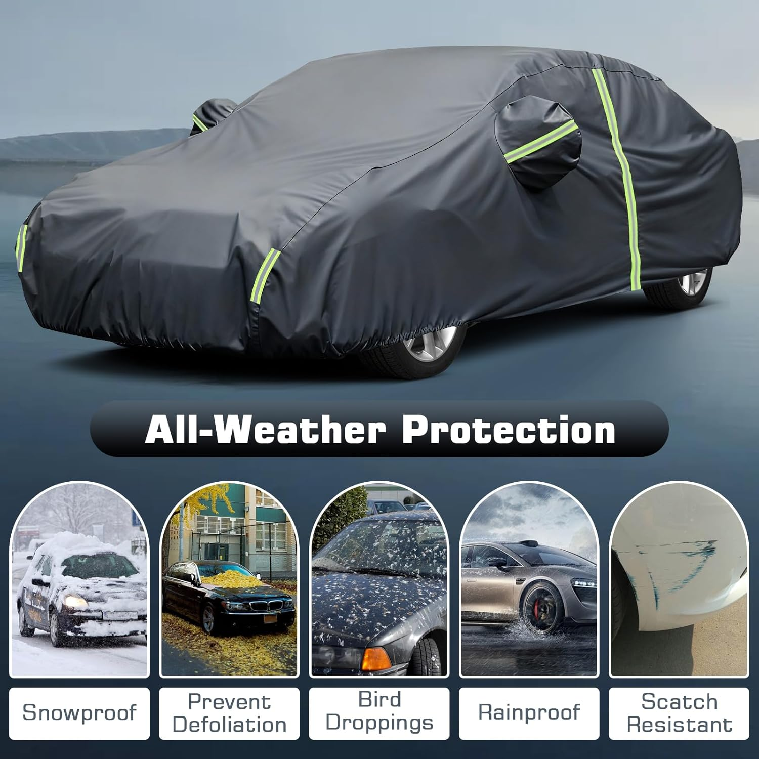 Waterproof Car Cover for 2011-2025 Volvo S60, All Weather Full Exterior Covers for Automobiles with Door Zipper Outdoor/Indoor Sun UV Rain Dust Wind Protection image number 5