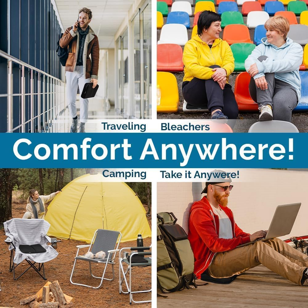Gel Seat Cushion &ndash; Portable Plane & Travel Cushion &ndash; Gel Grid Design Soft Sitter for Ultimate Comfort &ndash; Foldable Cushions for Commute, Airplanes, Camping, Bleachers image number 6