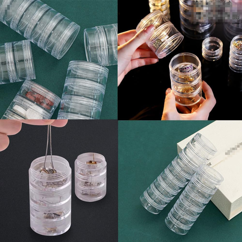 Small Stackable Containers, round Stackable Containers,Stackable round Plastic Bead Storage Jars Cuicanfla 6 Set 6 Layer Clear Stackable Jars round Container,Stackable round Plastic Containers image number 3