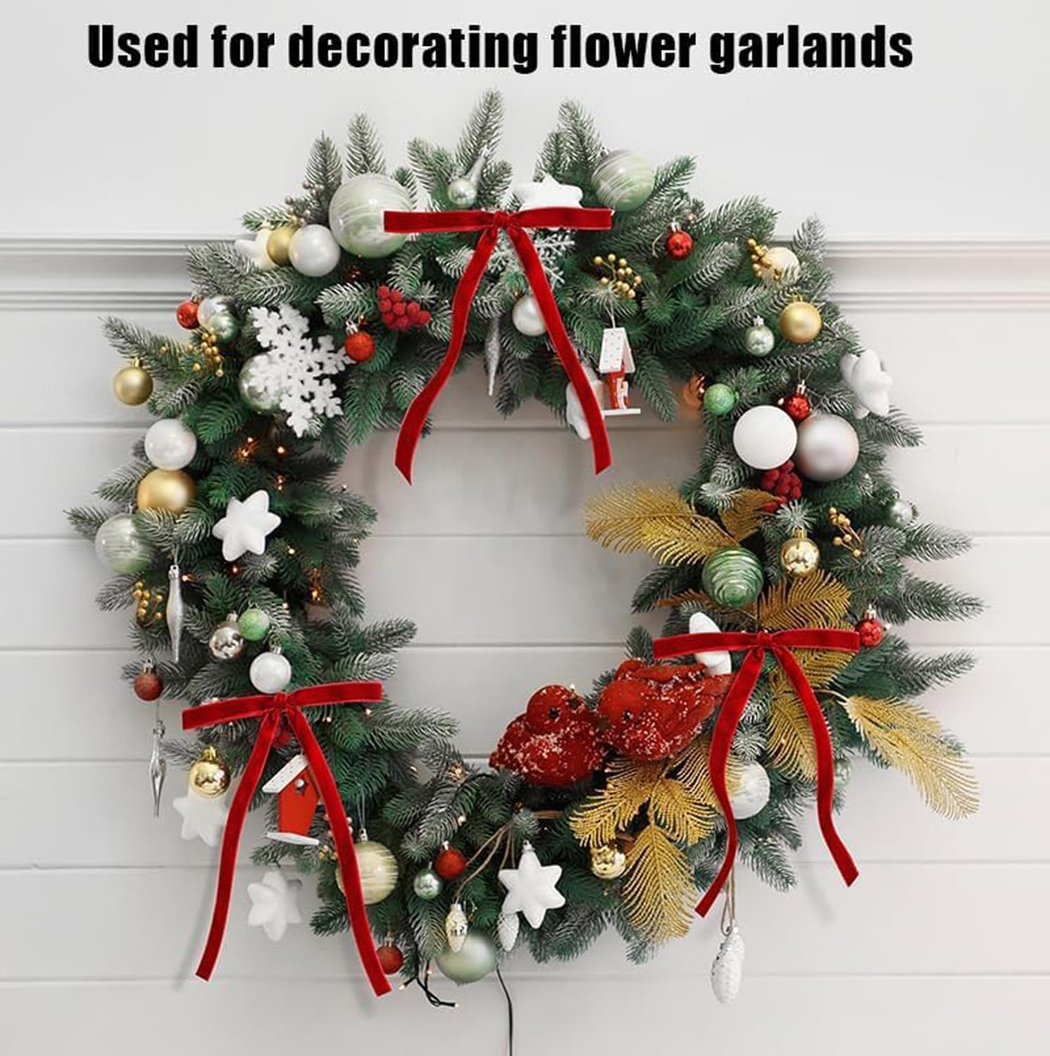 30 Pcs Velvet Christmas Tree Bows Door Garland Decor Vintage Wreath Bow for Wreaths, Gifts and Christmas Home Decor, DIY Craft Wreaths Indoor Outdoor Home Decorations (Red) image number 4