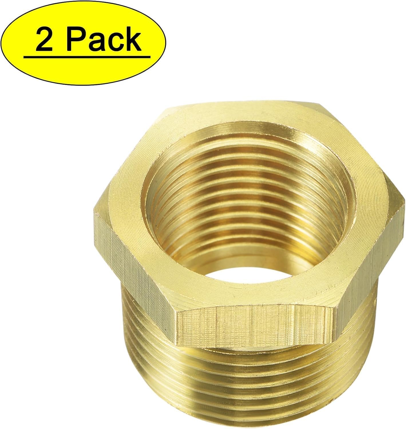 2 Pcs Gold 57480-1208 Brass Garden Hose Fitting, Pipe Adapter Connector, 3/4'' GHT Male * 1/2'' NPT Female Garden Hose Parts for Connectors Hose Connectors and Accessories Watering Equipment