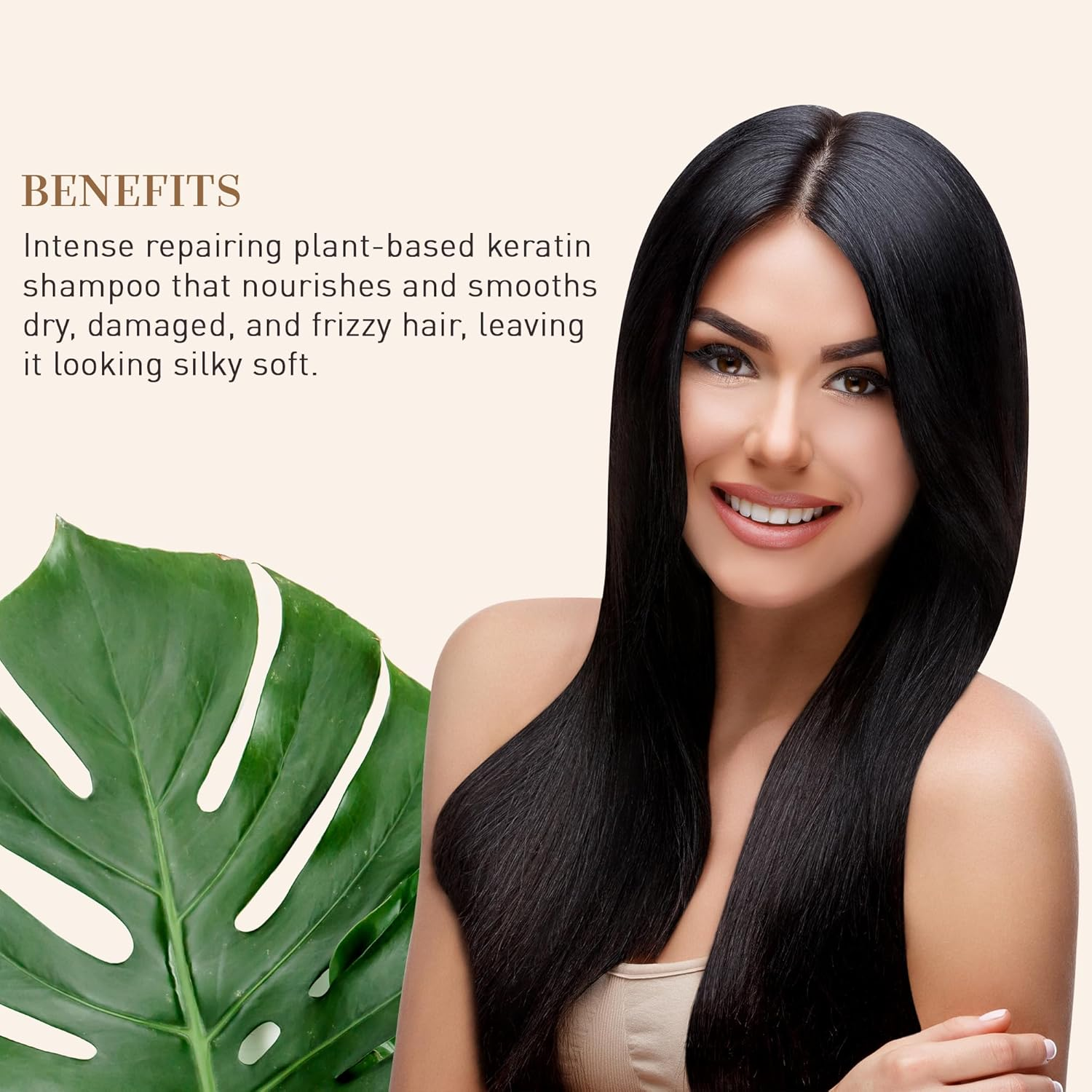 VEGETALEMENT Keratin Rich Repair Shampoo for Dry Damaged Hair, Professional Keratin Protein Hair Shampoo Intense Repairing Plant-Based Shampoo, Smoothing for All Hair Types Cruelty Free, Corn, Wheat and Bamboo (500Ml) image number 3