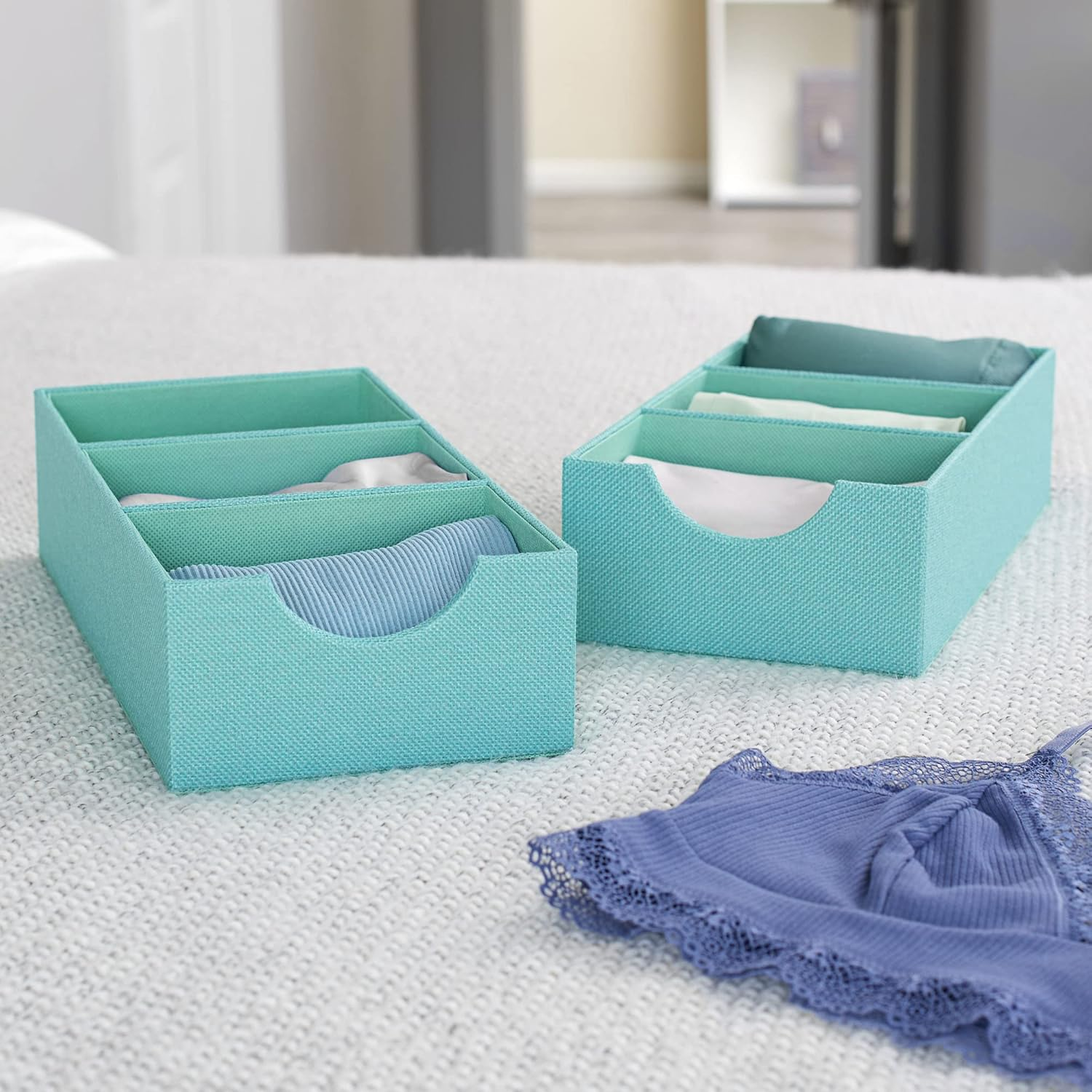 Household Essentials 3-Compartment, Pack of 2, Seafoam Green Drawer Organizer image number 6