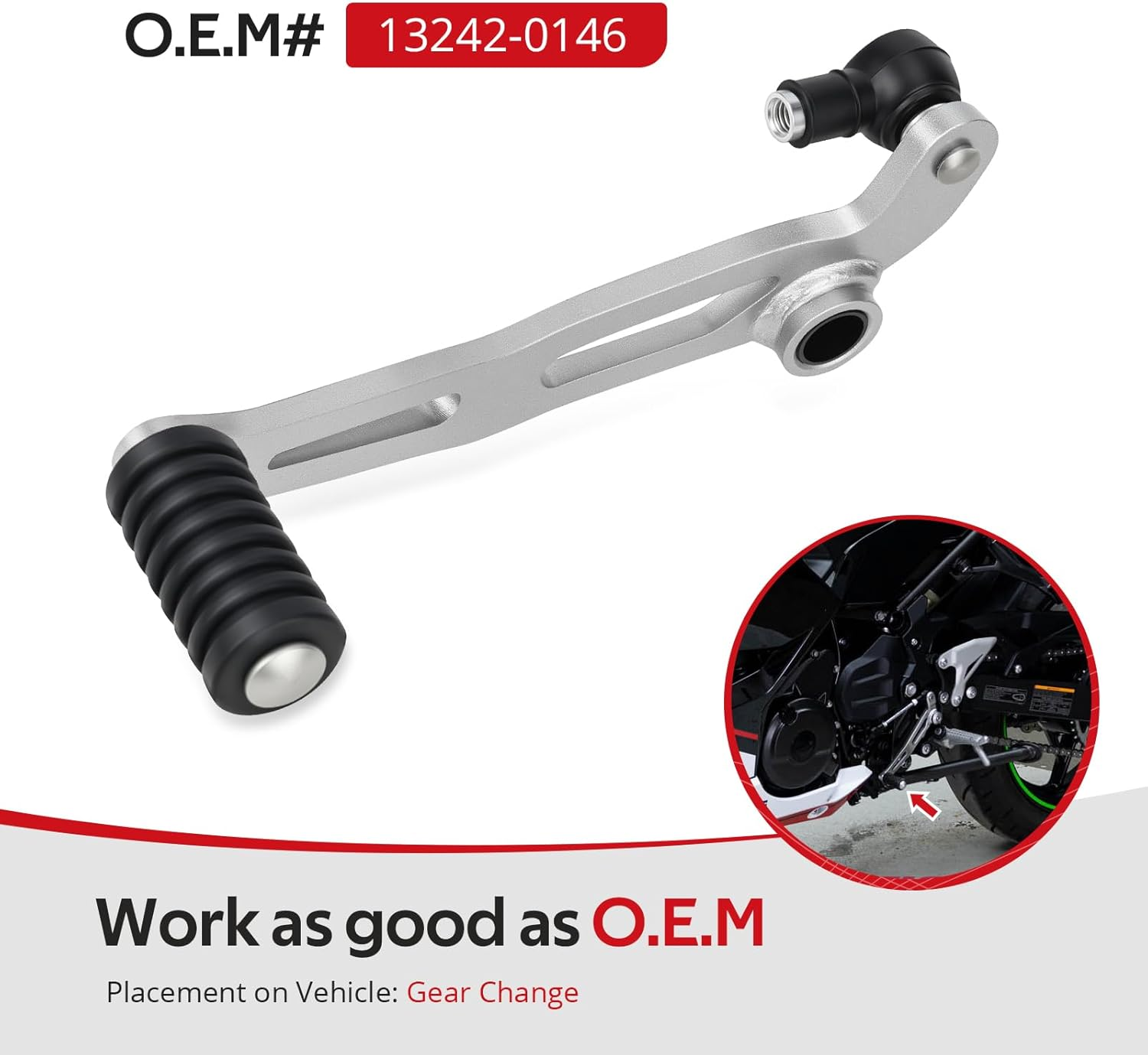 JAVIK Gear Shifter Lever for Kawasaki Ninja 400 EX400 2018-2024 Ninja 500 EX500 2024 Z400 ABS ER400 2019-2024 Z500 ER500 2019-2024 O.E.M# 13242-0146 image number 4