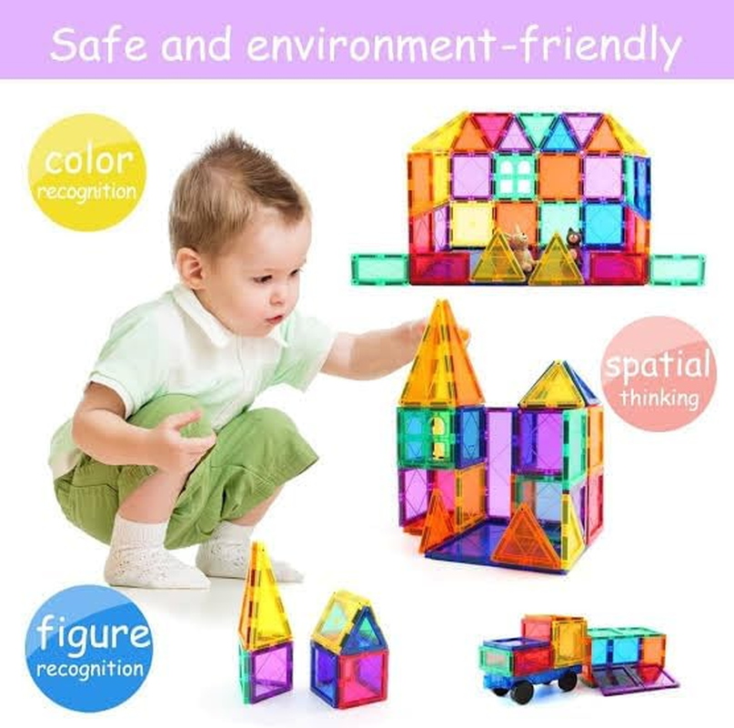 Kiddobliss Magnetic Building Tiles for Kids 60-Piece Magnetic Tiles STEM Connetix Tiles Interlocking Educational Blocks for Minecraft & Learning | Safe & Non-Toxic | Ideal for Ages 3+ Australia image number 1