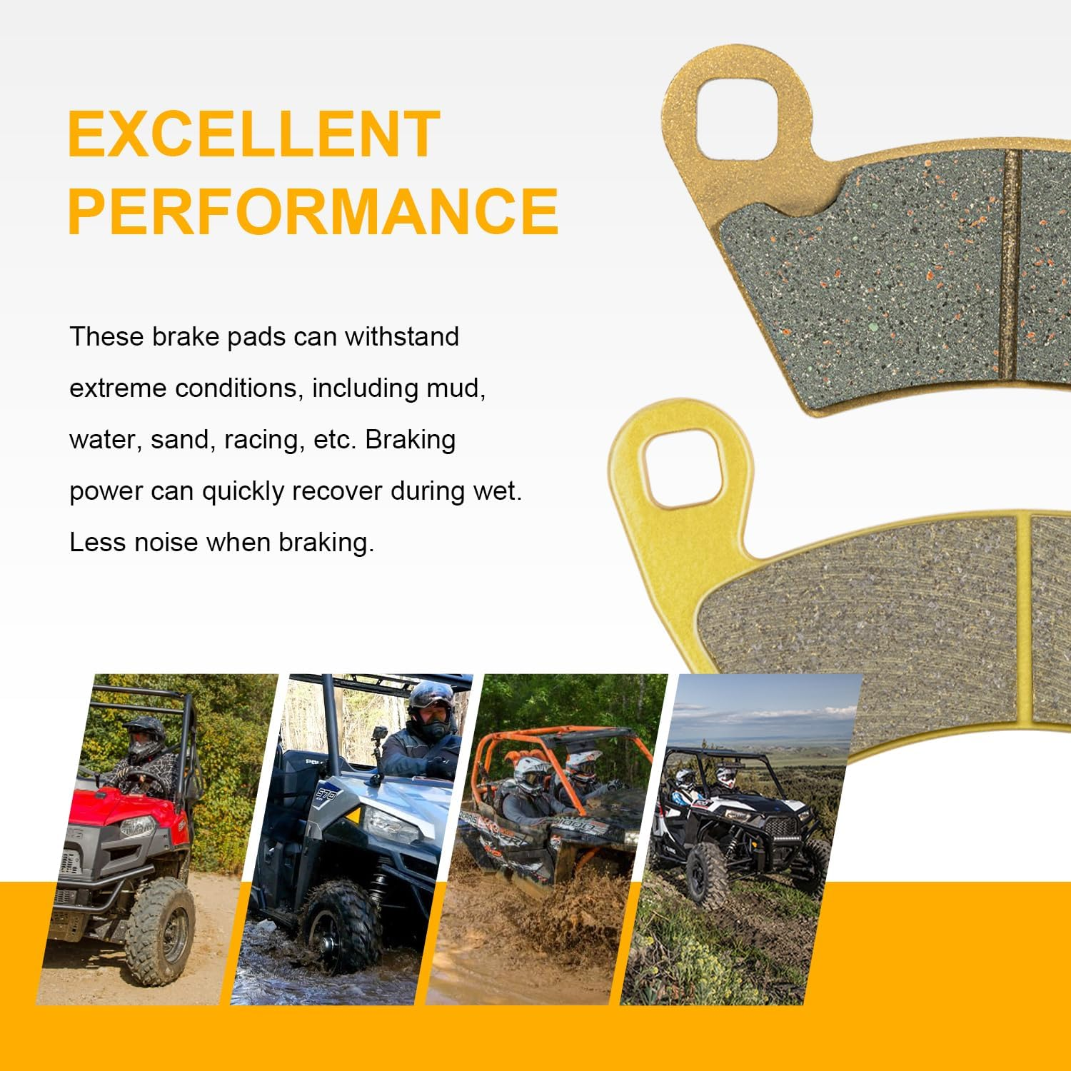 Front and Rear Severe Duty Brake Pads for Polaris ACE RZR Ranger XP 500 570 700 800 900 2202413 2205949 image number 5