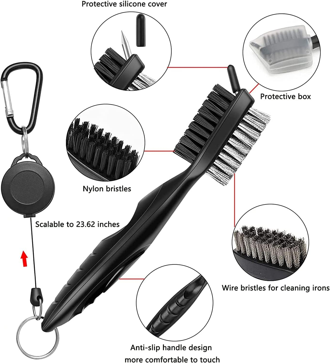 Golf Towel and Tool Accessories Bag KIT - Comes with a Golf Towel, Golf Club Cleaner, Divot Repair Tool, Golf Club Brush, Golf Ball Marker. This Are the Perfect Golf Accessories for Men and Women image number 3