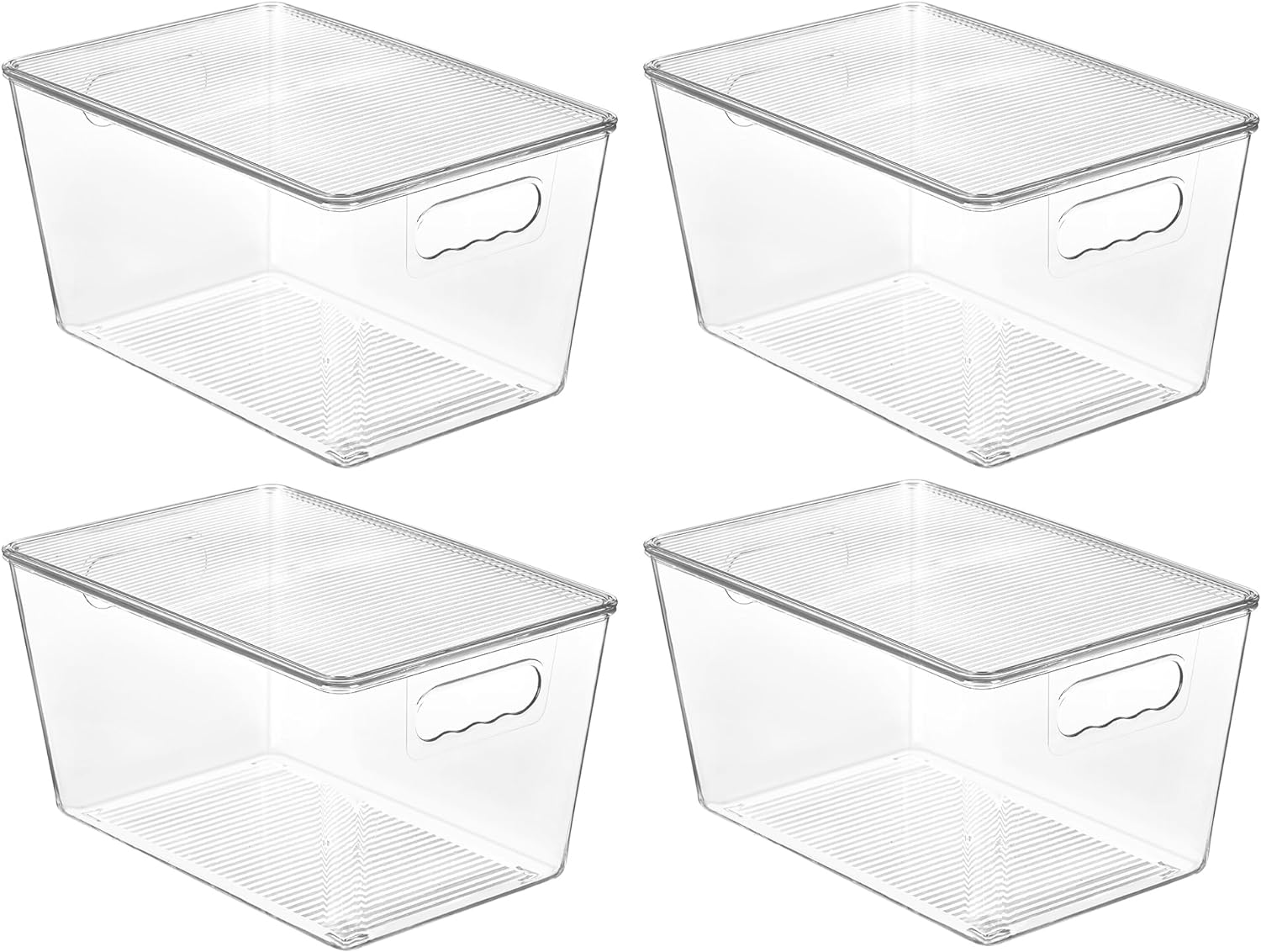 Vtopmart 4 Pack Clear Stackable Storage Bins with Lids, Large Plastic Containers with Handle for Pantry Organization and Storage,Perfect for Kitchen, Fridge, Cabinet, Bathroom Organizer image number 4