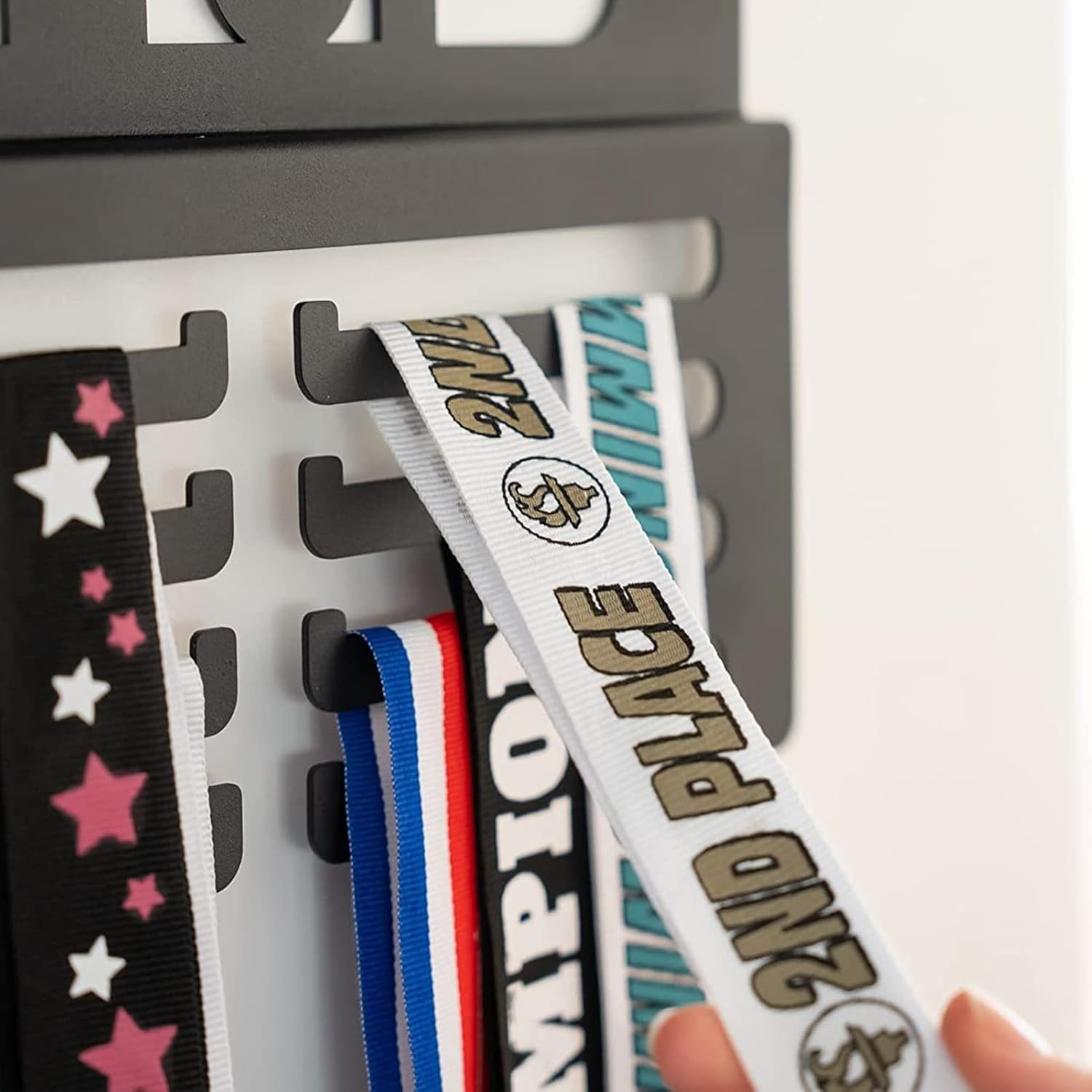 Medal Hanger Display,Running Medal Hanger Display,Trophy Shelf for Wall,Karate Belt Display Rack,Medal Holder for Awards or Trophy,Metal Rack for Wall Mount Hold up 56 Medals