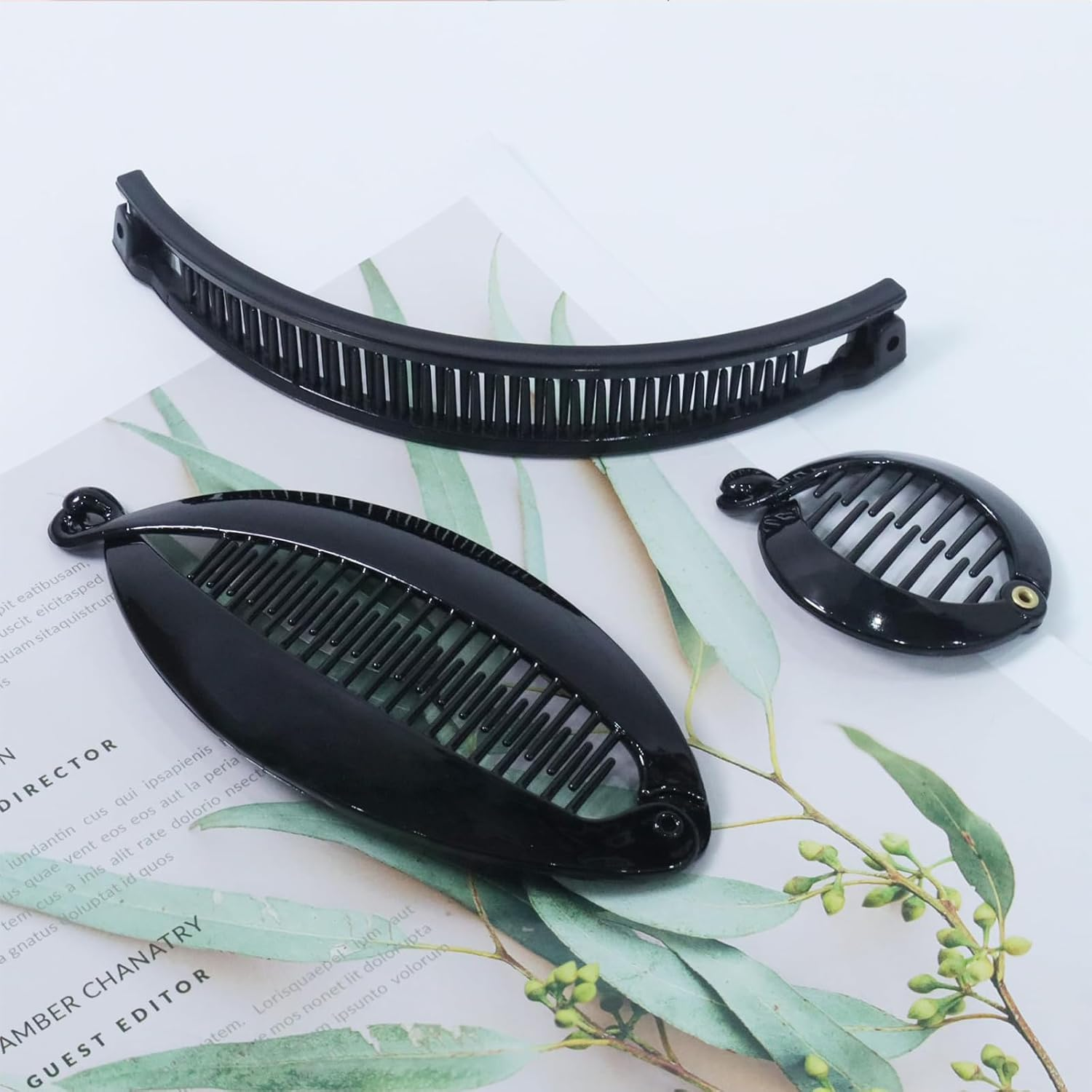 EUYKQNOI Pack of 3 Banana Clip Thick Hair, Banana Clip Hair, Banana Hair Clips, Vintage Fishtail, Hair Clip Women, Hair Clips Girls, Banana Hair Clips Women for Ponytail, High Stec image number 1