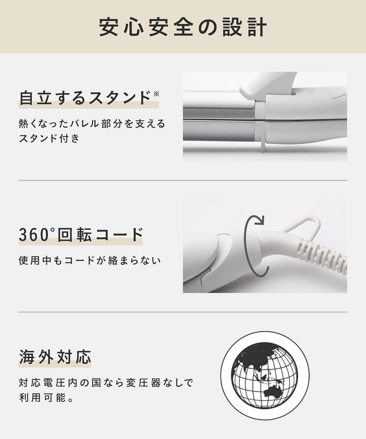 SALONIA Saronia 2WAY Straight & Curl 32Mm Hair Iron Professional Specification 220 ℃ Overseas Corresponding SL-002 (White) image number 1